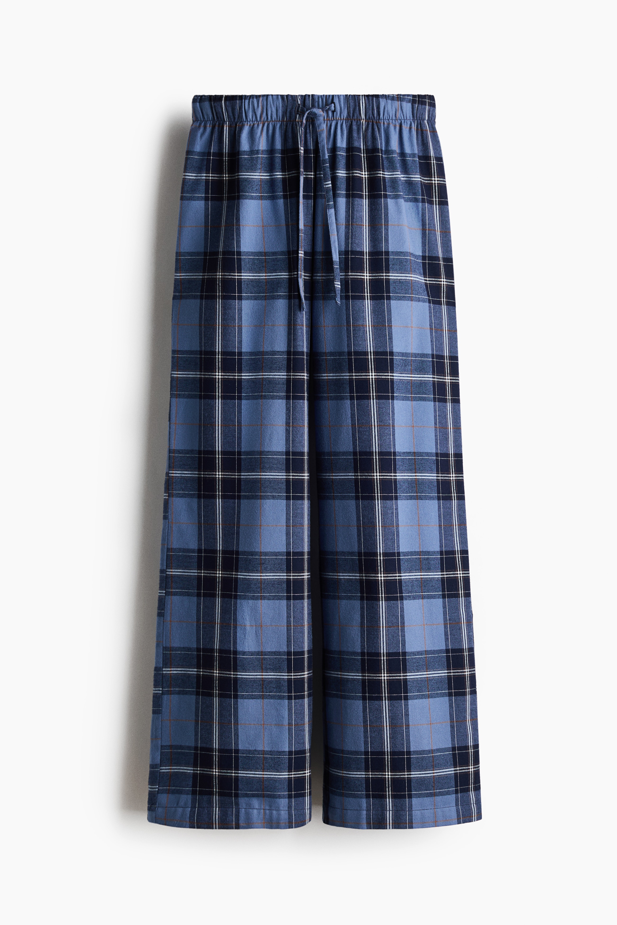 Pyjamasbyxa i bomullsflanell - Dimblå/Rutig/Vinröd/Rutig