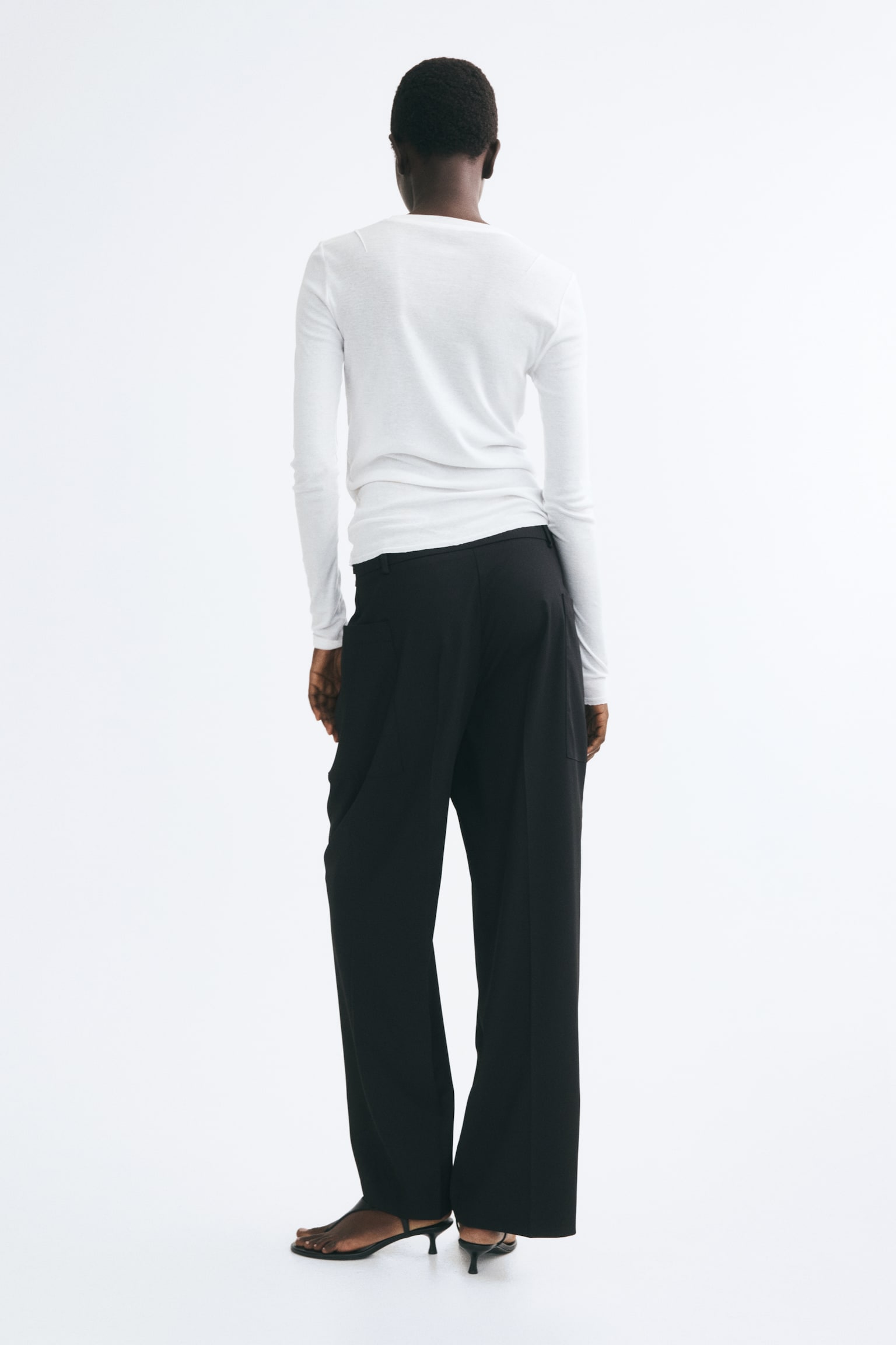 Женские брюки H&M Wide-Leg Dress Pants, цвет: Чёрный — фото 4