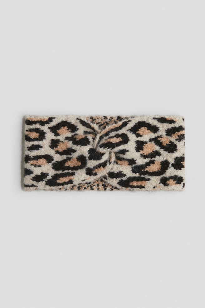 Jacquard-knit headband - Beige/Leopard print - 1