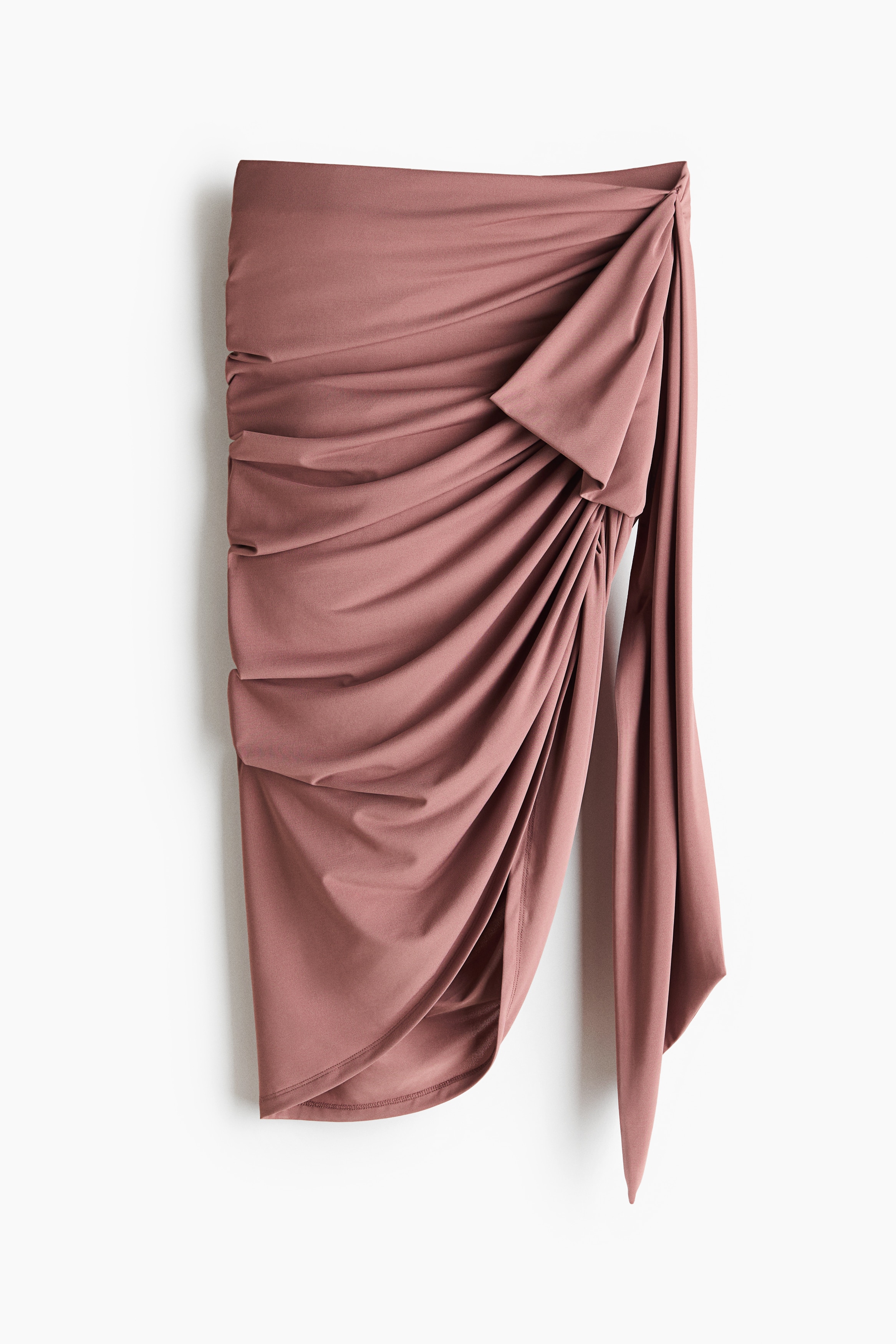 Falda drapeada con detalle de lazo - Rosa tenue