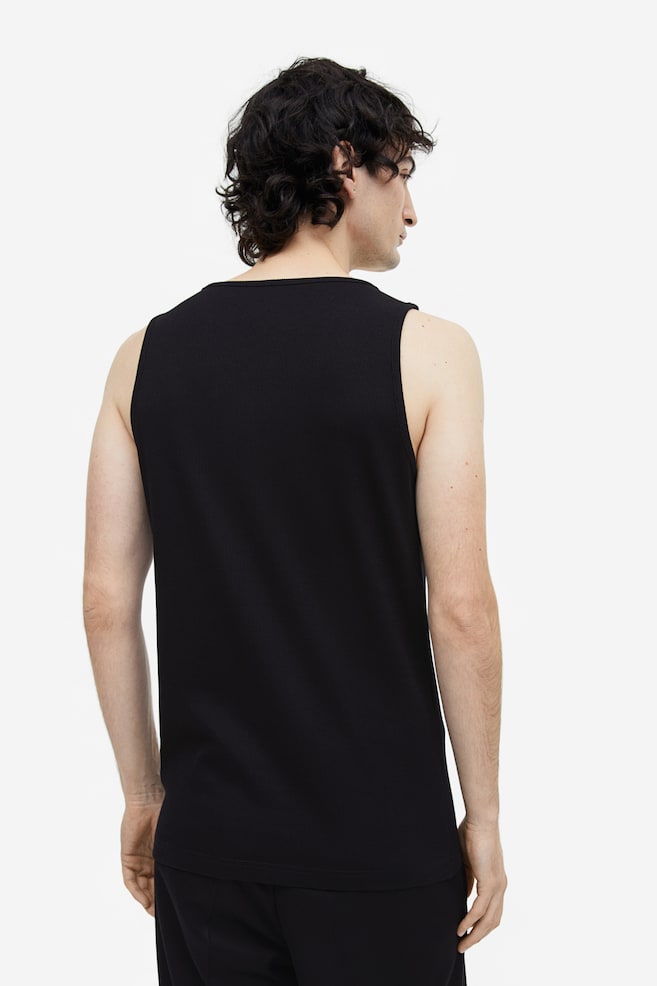 Slim Fit Ribbed vest top - Black/White - 6