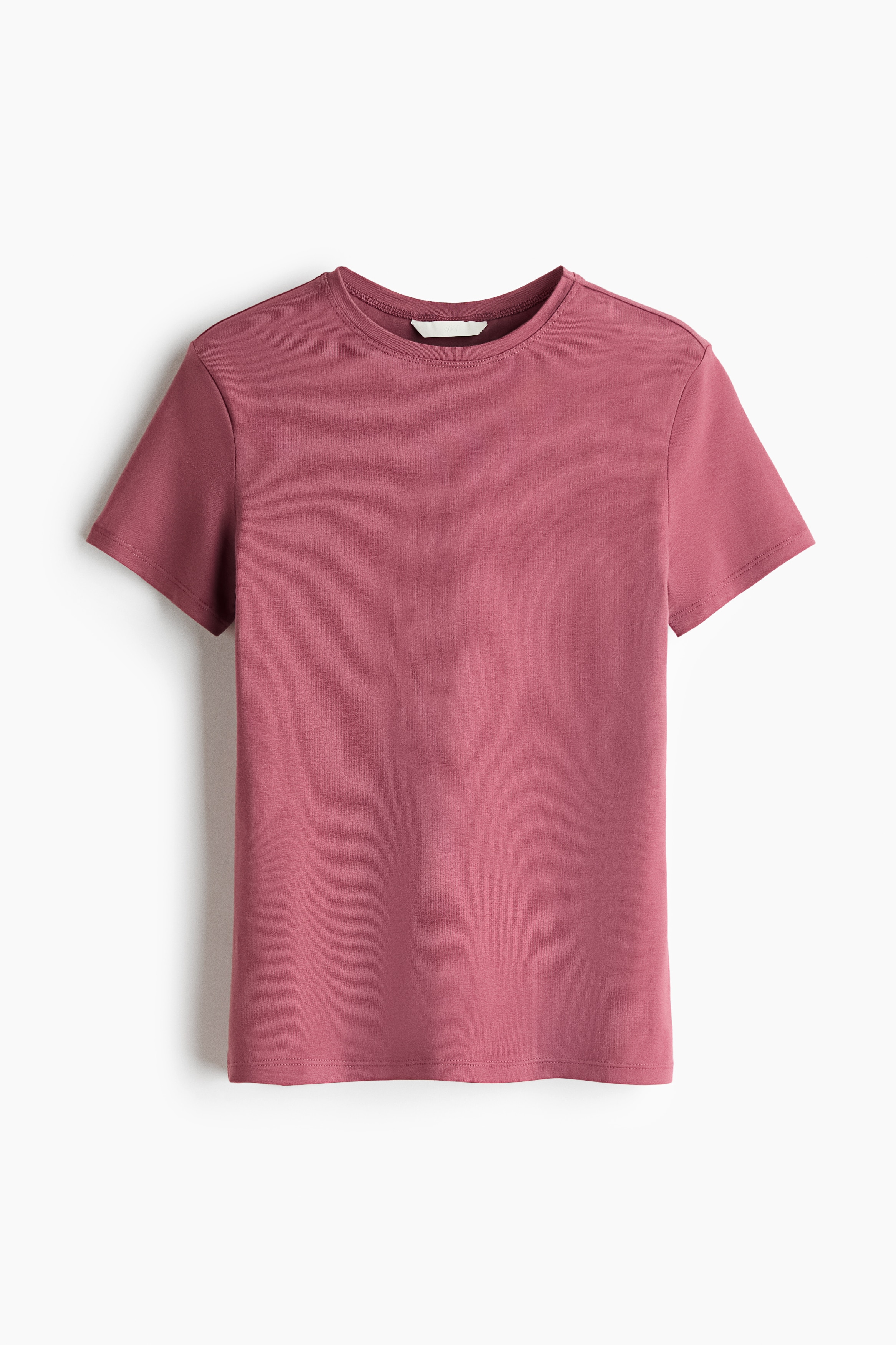 Fitted cotton-blend T-shirt - Dark dusty pink/White/Black/Dark brown