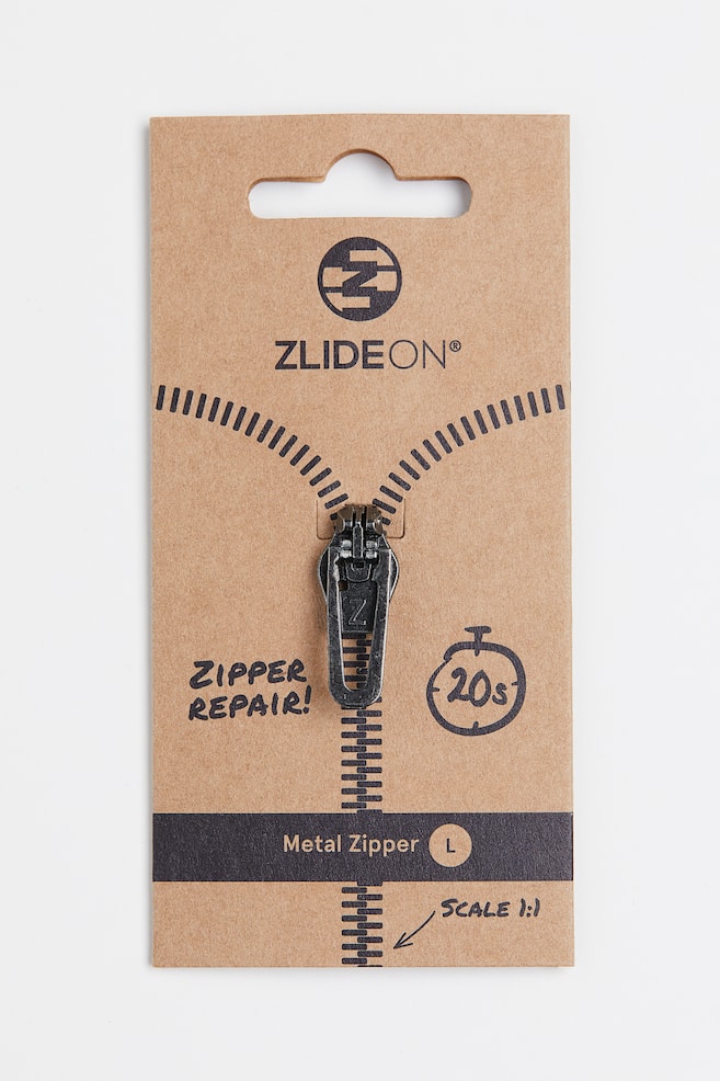 Large ZlideOn metal zip tab - Svart - 1