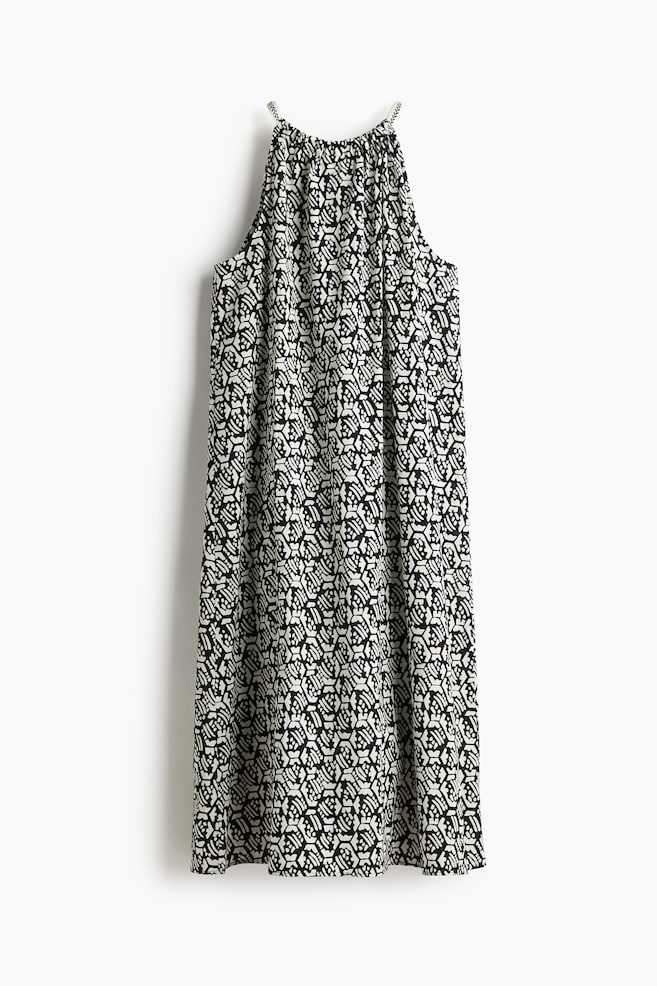 Robe en coton avec cordon de serrage - Noir/motif - 1
