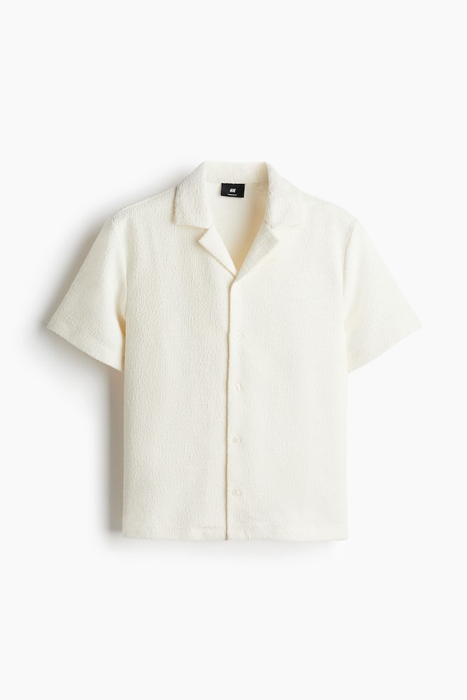 Regular Fit Textured Resort Shirt - White/Black/Pink - 1