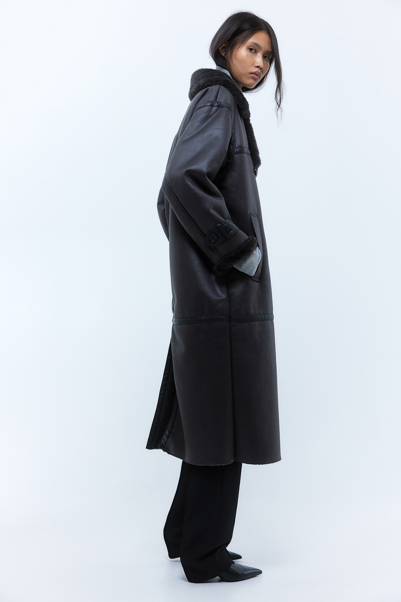 Oversized coat - Black/Mole - 5