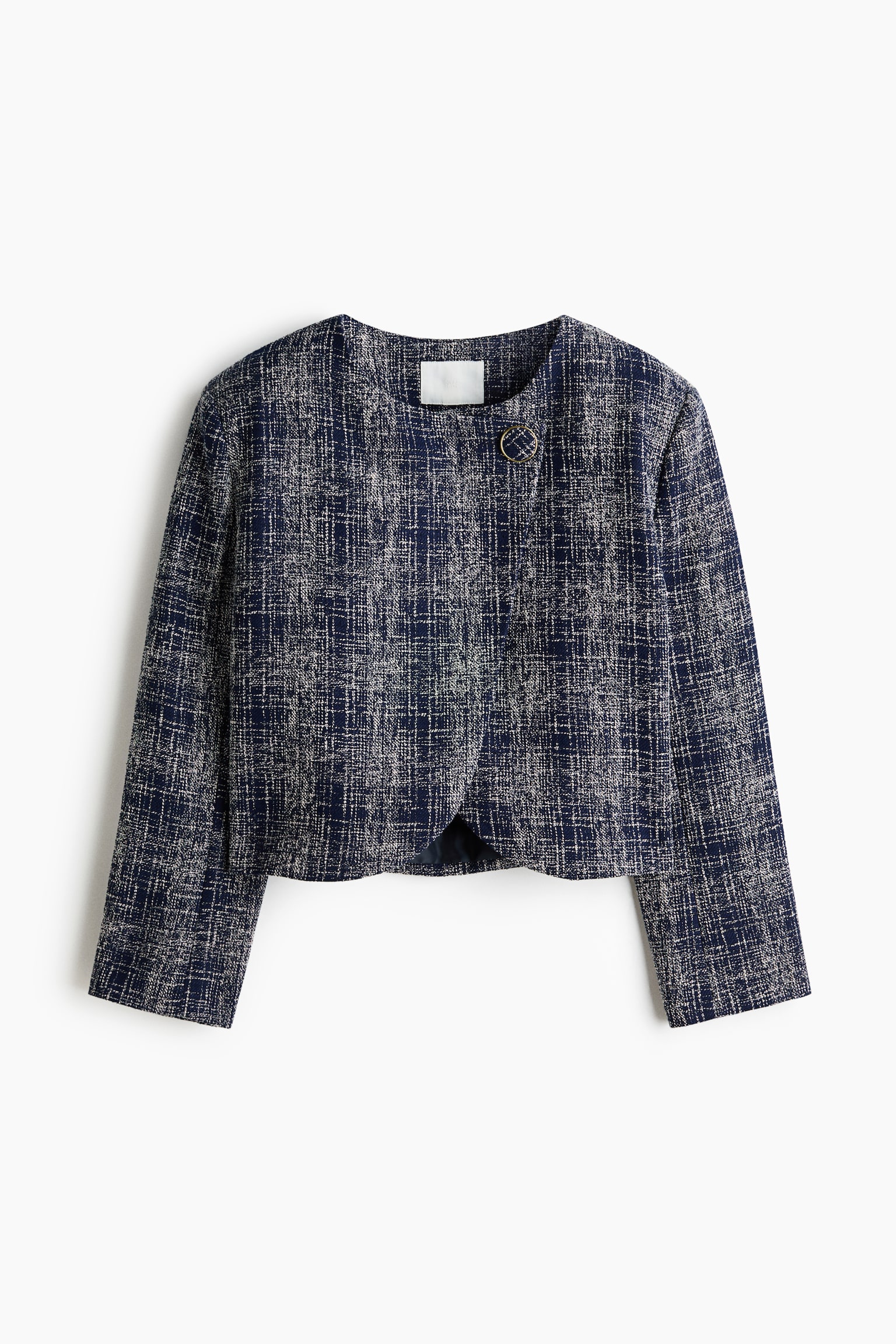 Kraagloze blazer - Donkerblauw/geruit - 1