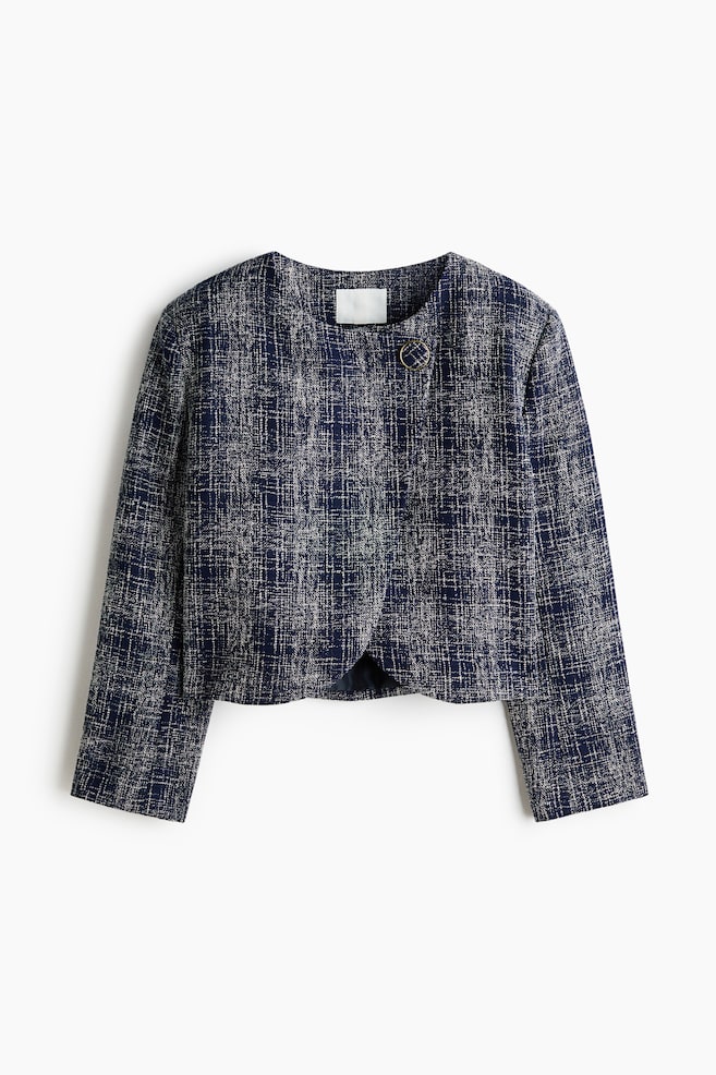 Collarless blazer - Dark blue/Checked - 1