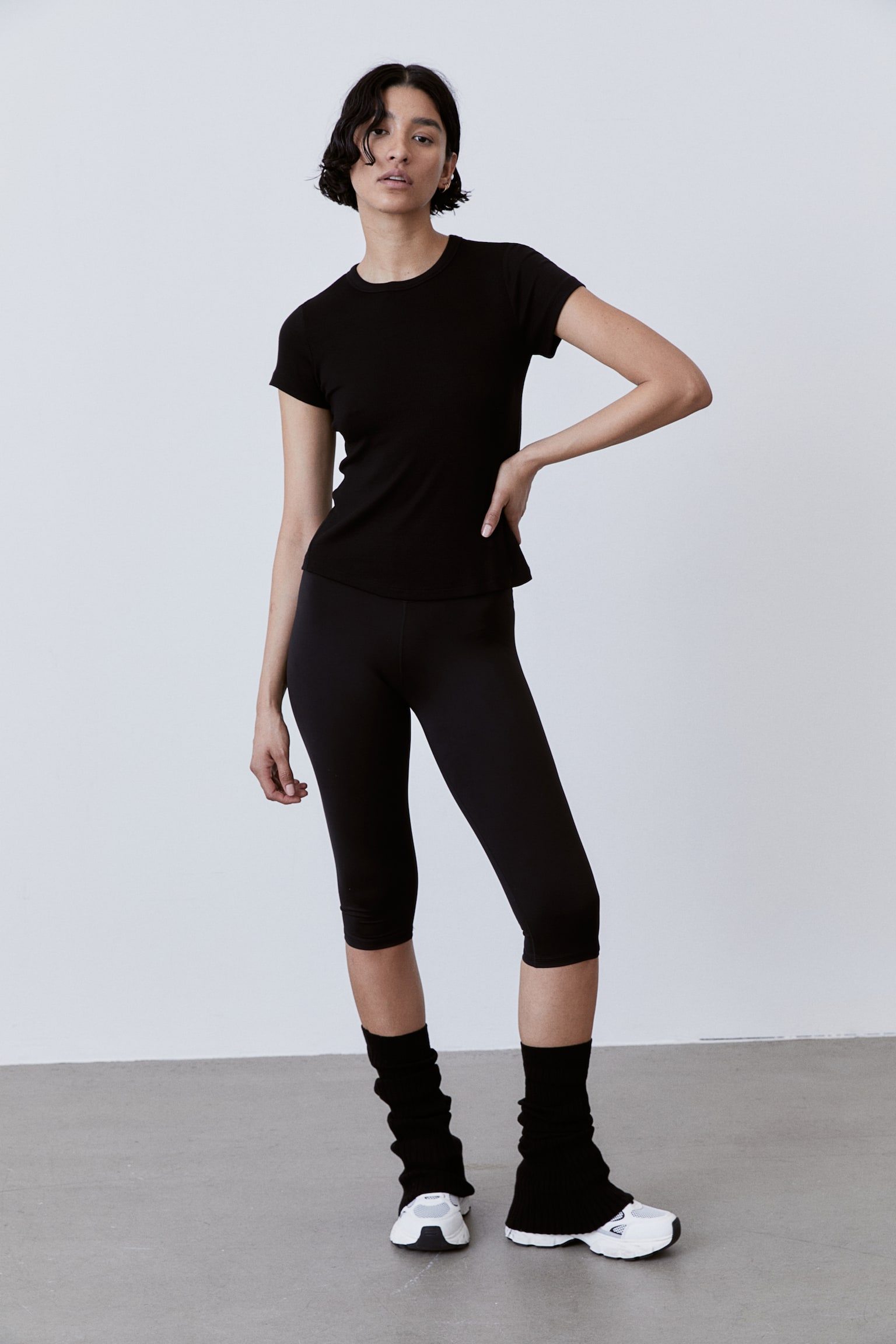 Activewear Top In DryMove™ - Black/Light grey marle - 1