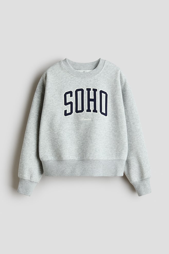 Embellished Sweatshirt - Light gray melange/Soho - 1