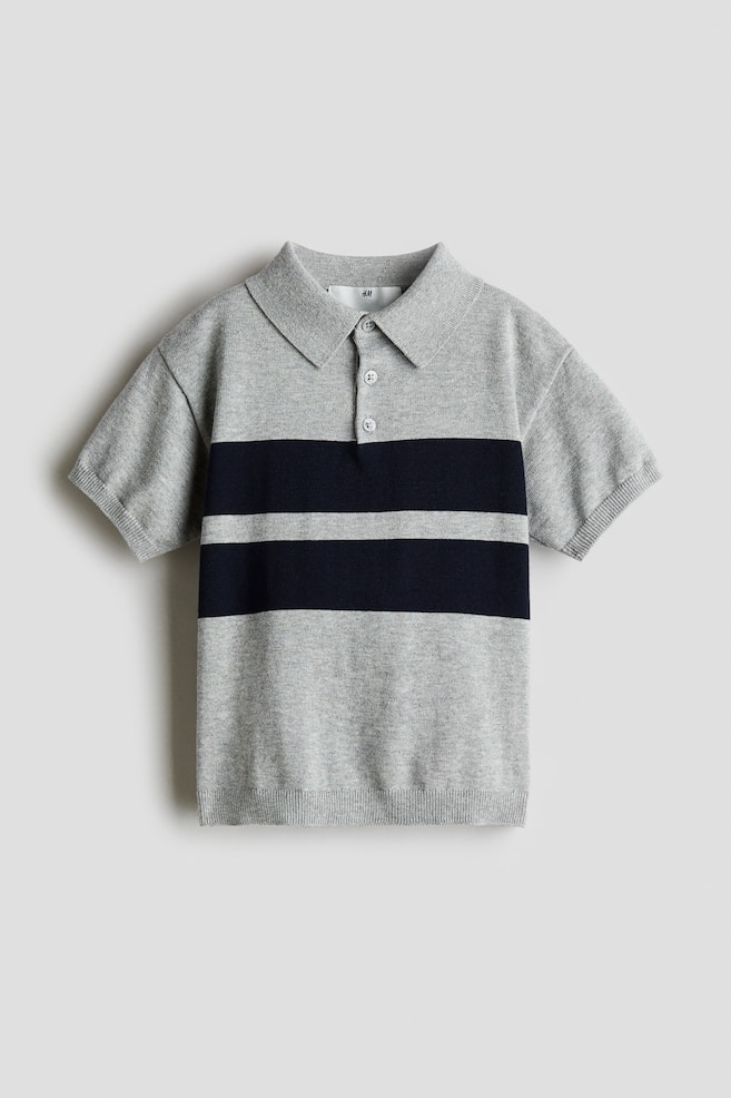 Playera polo en tejido de algodón - Gris jaspeado/Negro/Beige - 1