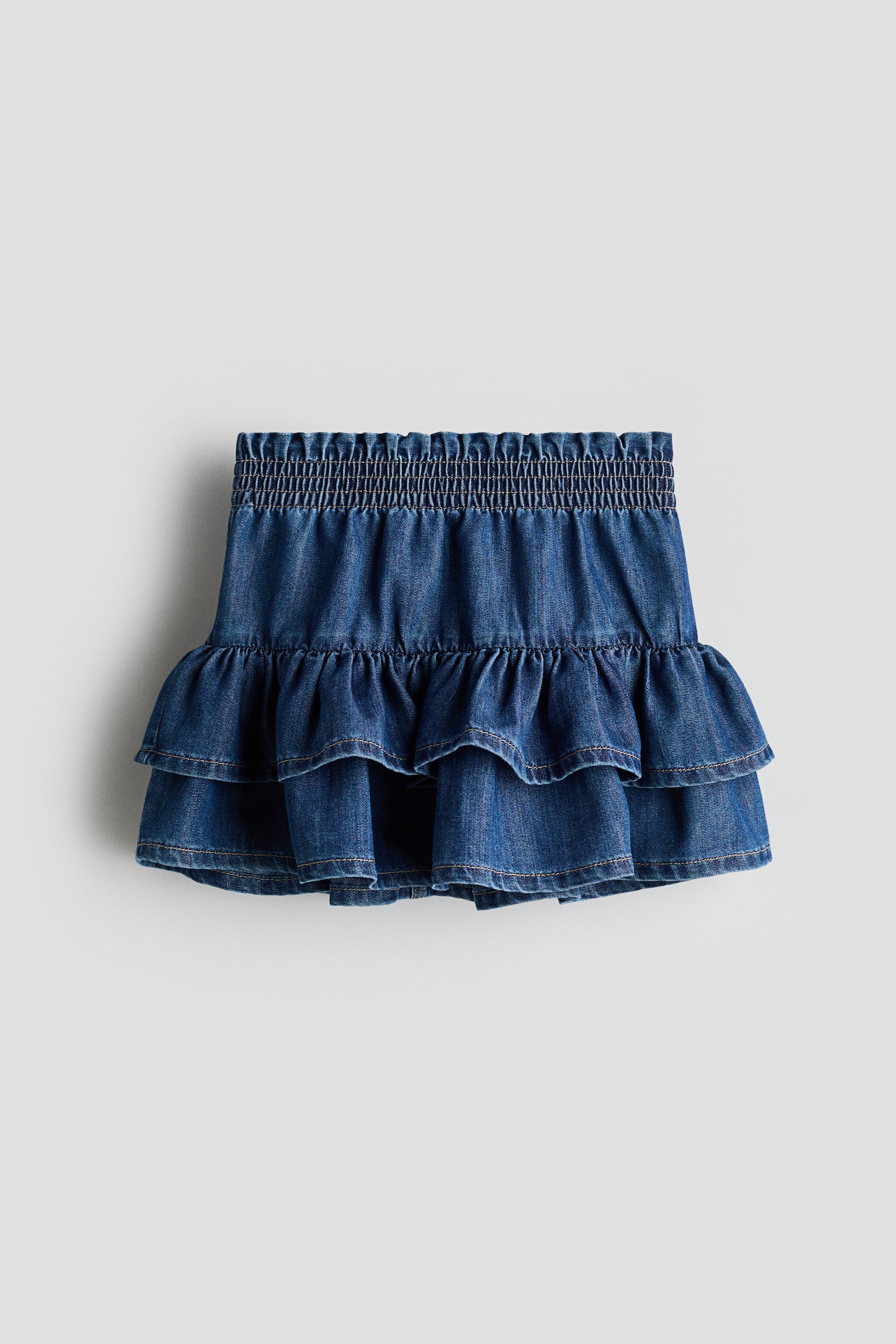Tiered denim skirt - Denim blue/Light denim blue/Denim blue