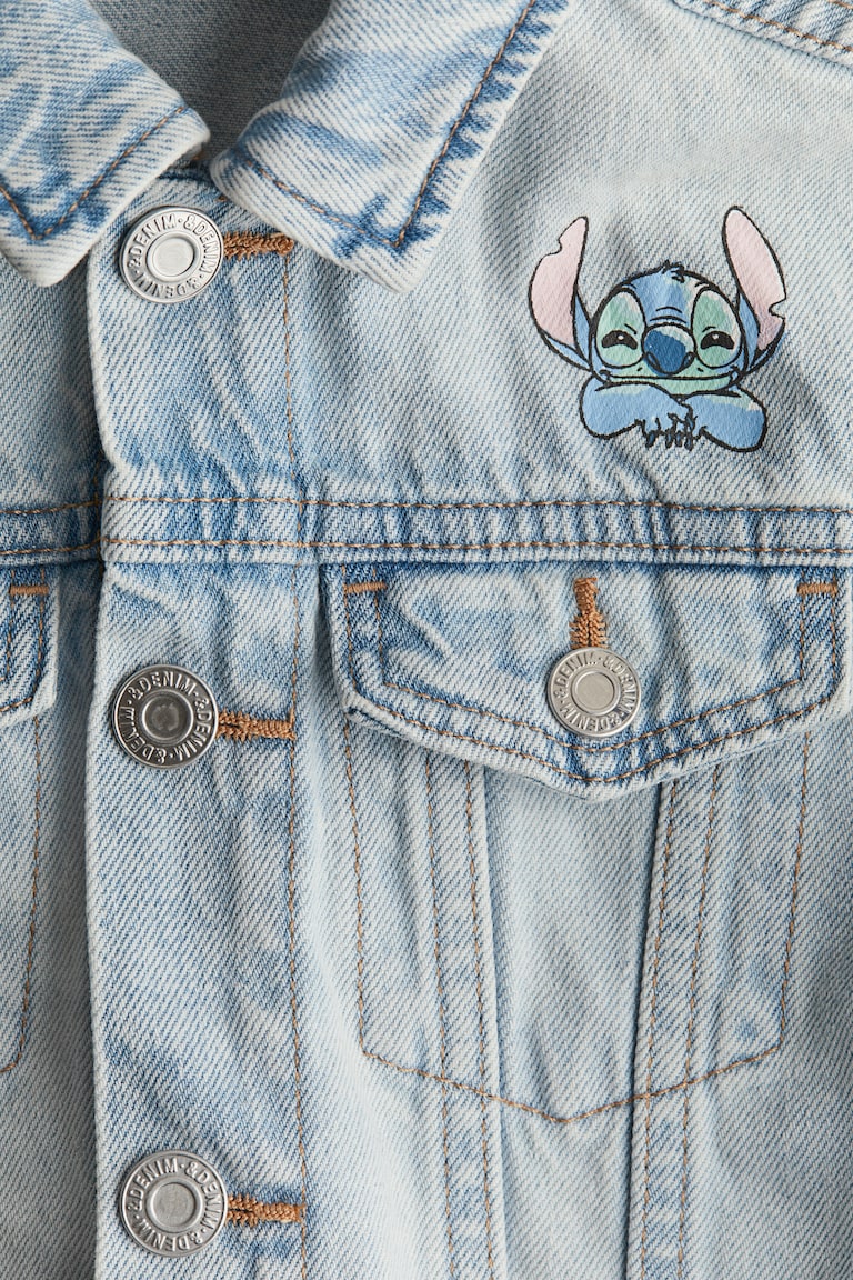 Giubbotto di jeans con stampa Blu denim chiaro/Lilo Stitch