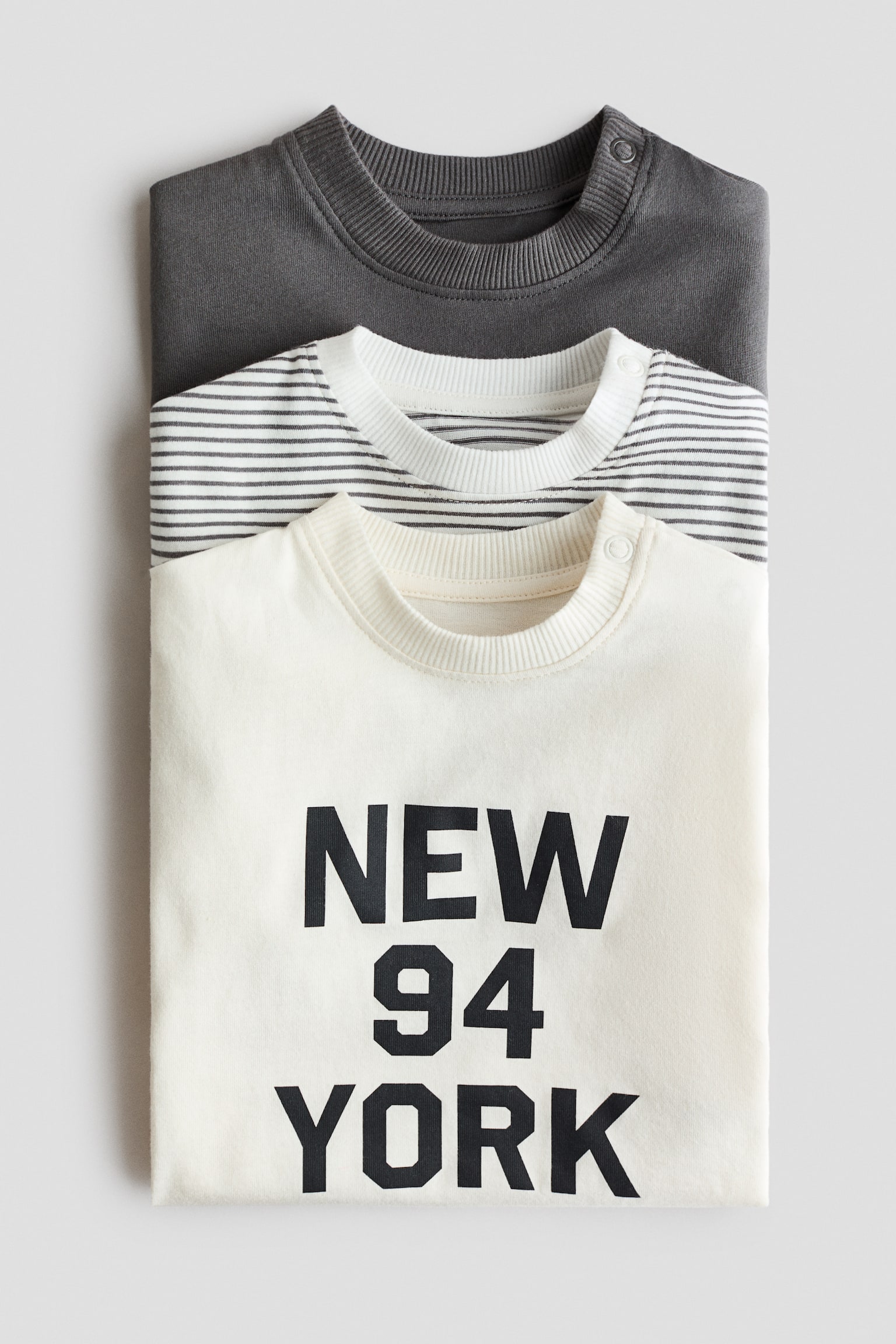 3-pak T-shirt i bomuld - Creme/New York - 2