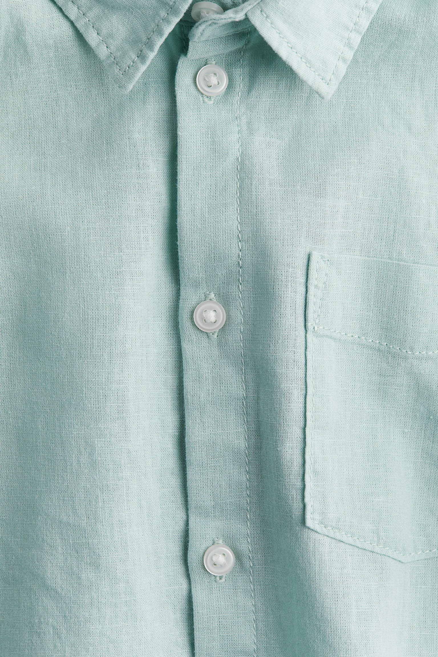 Linen-blend shirt - Light green/White - 2