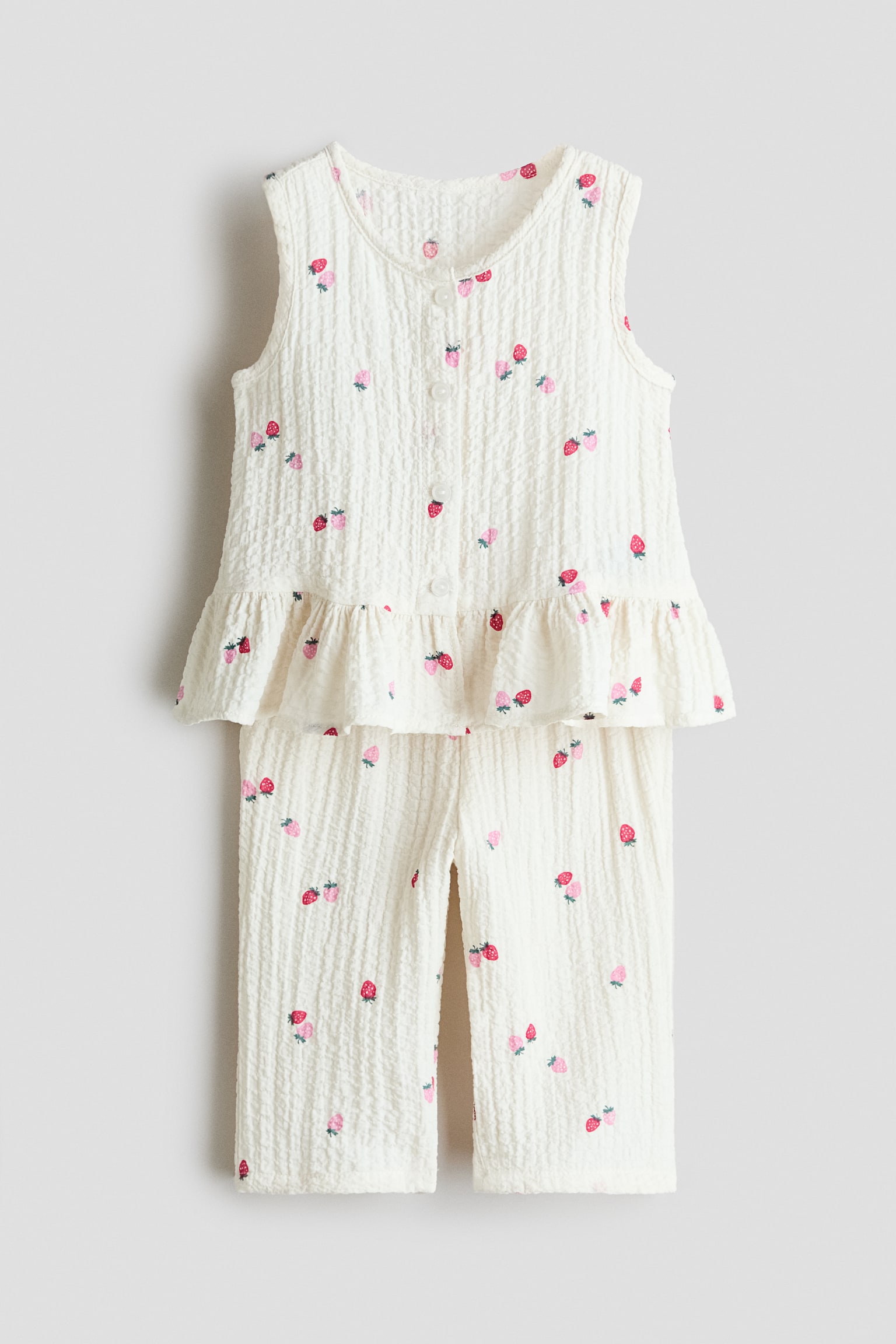 Dvodelni komplet od sirsakera - Bela/jagode