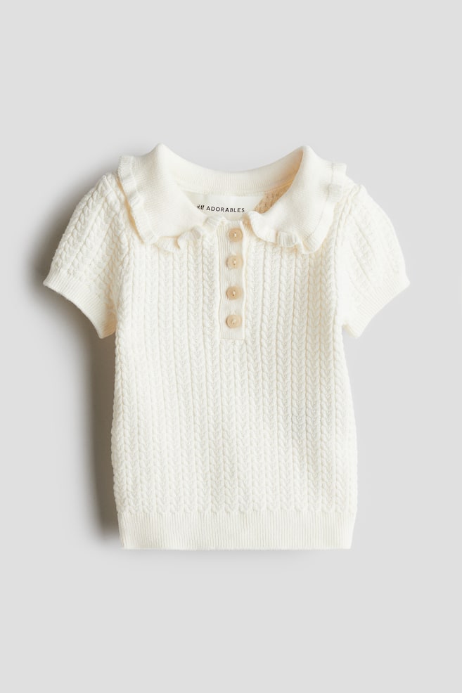 Cable-Knit Cotton Top - Cream - 1