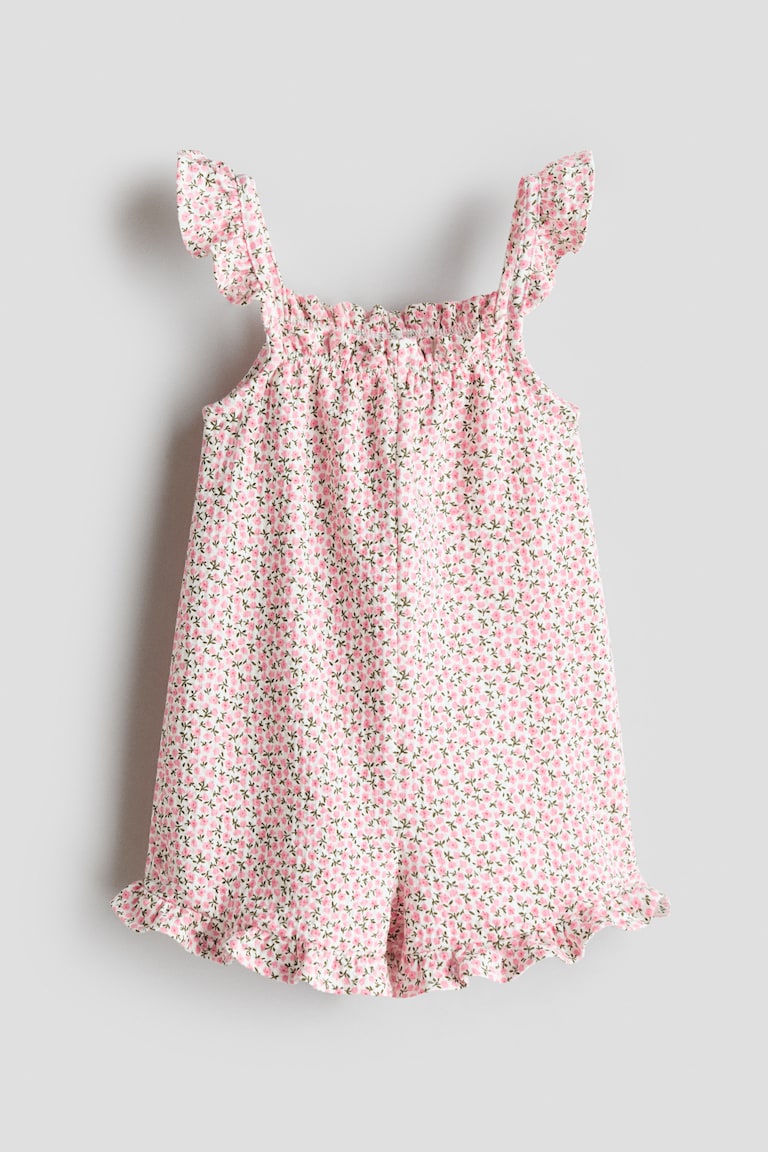 Light pink/floral Sleeveless Jersey Romper Suit for kids | H&M US