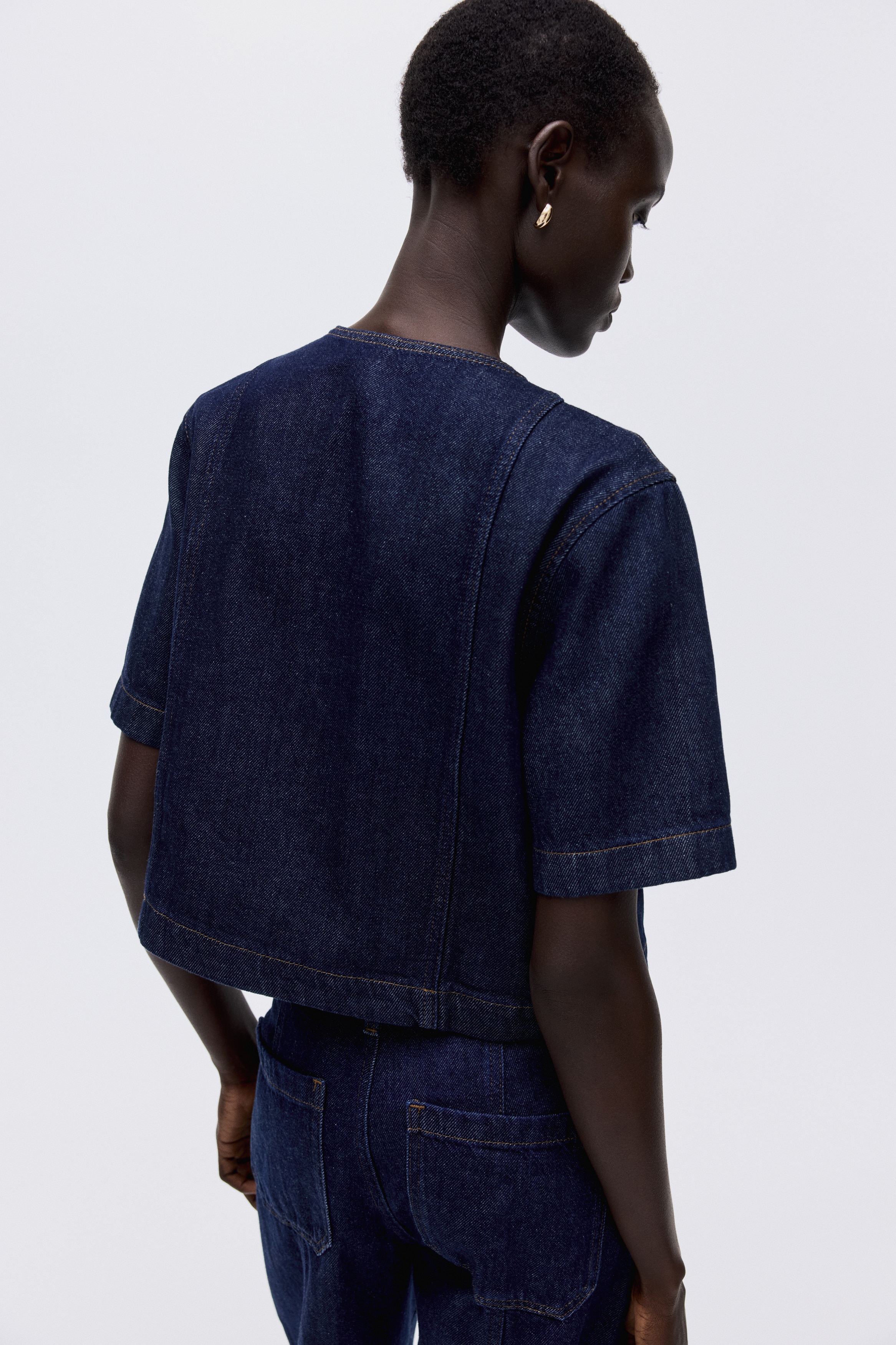 Double-breasted denim shirt
