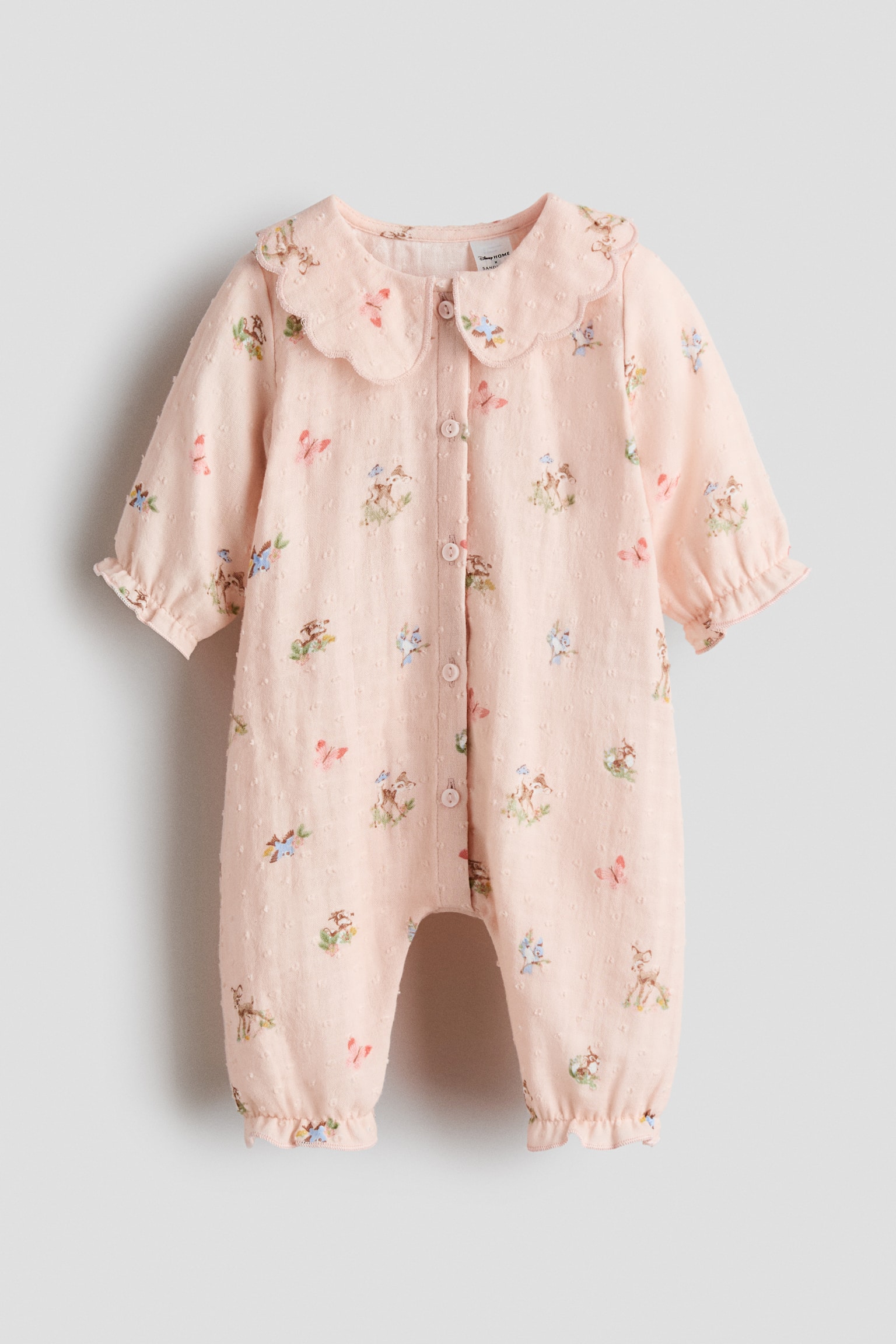Printed cotton romper suit - Light pink/Bambi