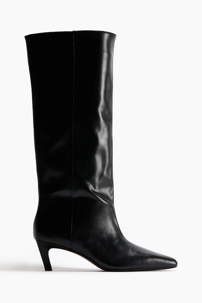 Spitze Stiefel - Schwarz/Grau/Beige - 1