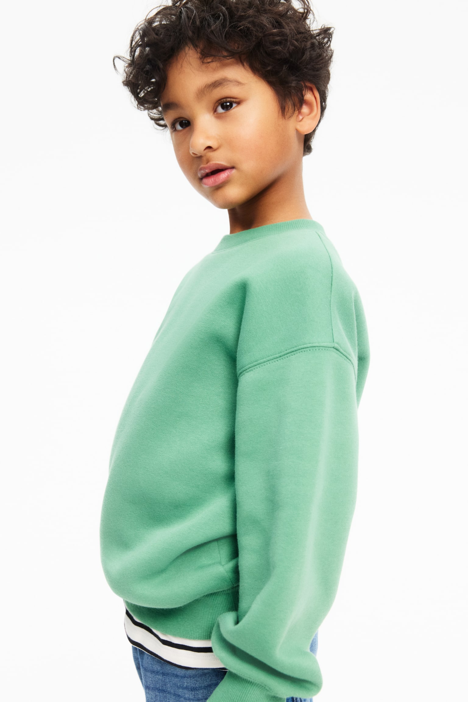 Oversized brushed-inside sweatshirt - Green/Beige marl/Navy blue/Dusty blue/Bright blue - 5