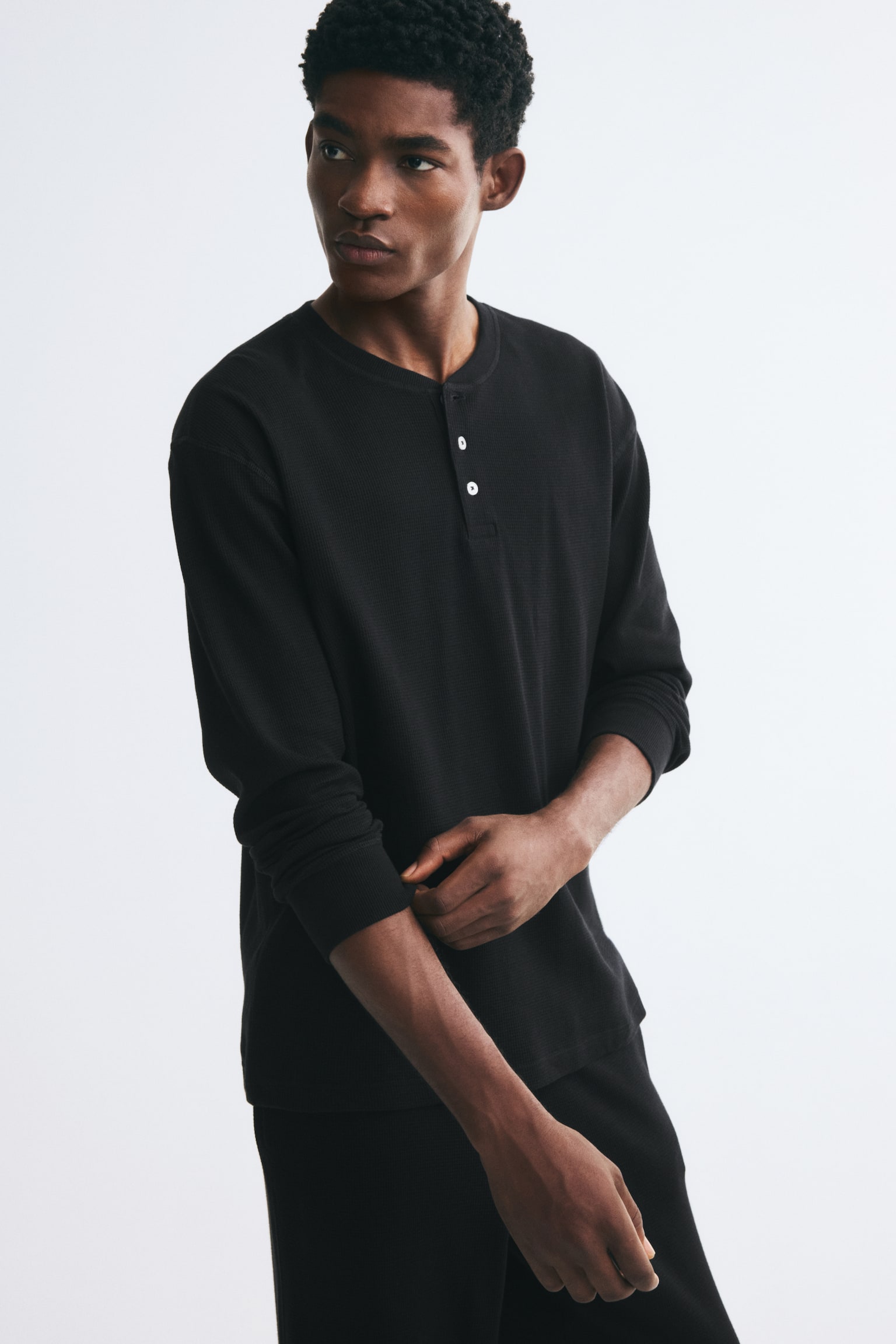 Мужские комплекты H&M 2-Piece Waffled Loungewear Set, цвет: Чёрный — фото 5