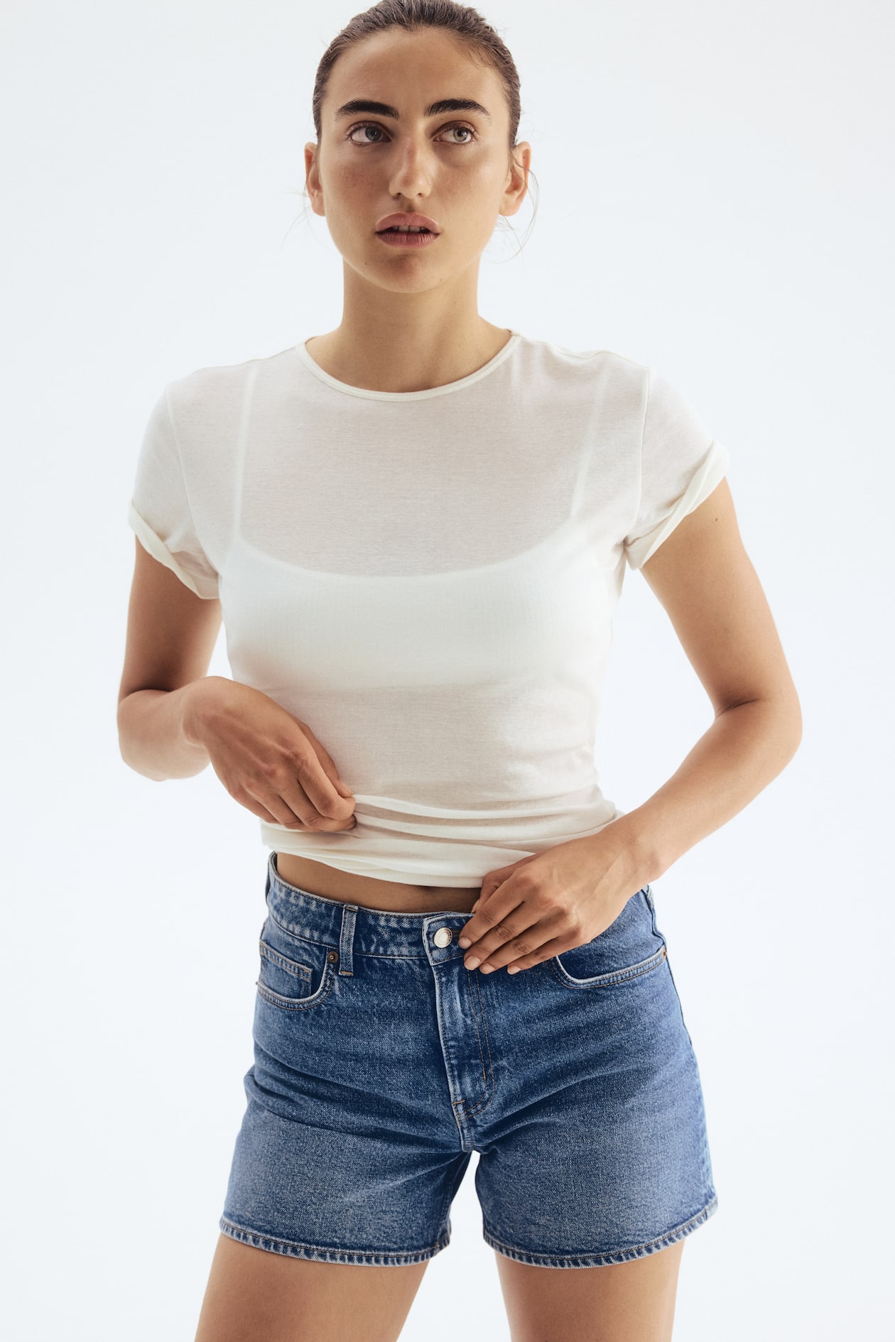 Short en denim - Bleu denim - FEMME | H&M FR