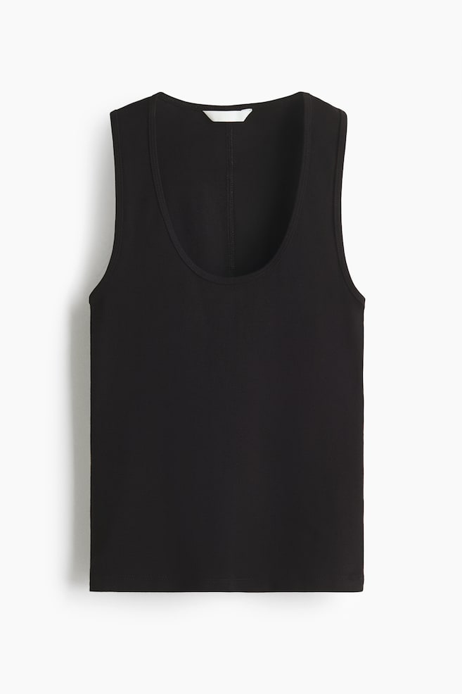 Cotton Tank Top - Black/White/Brown - 1