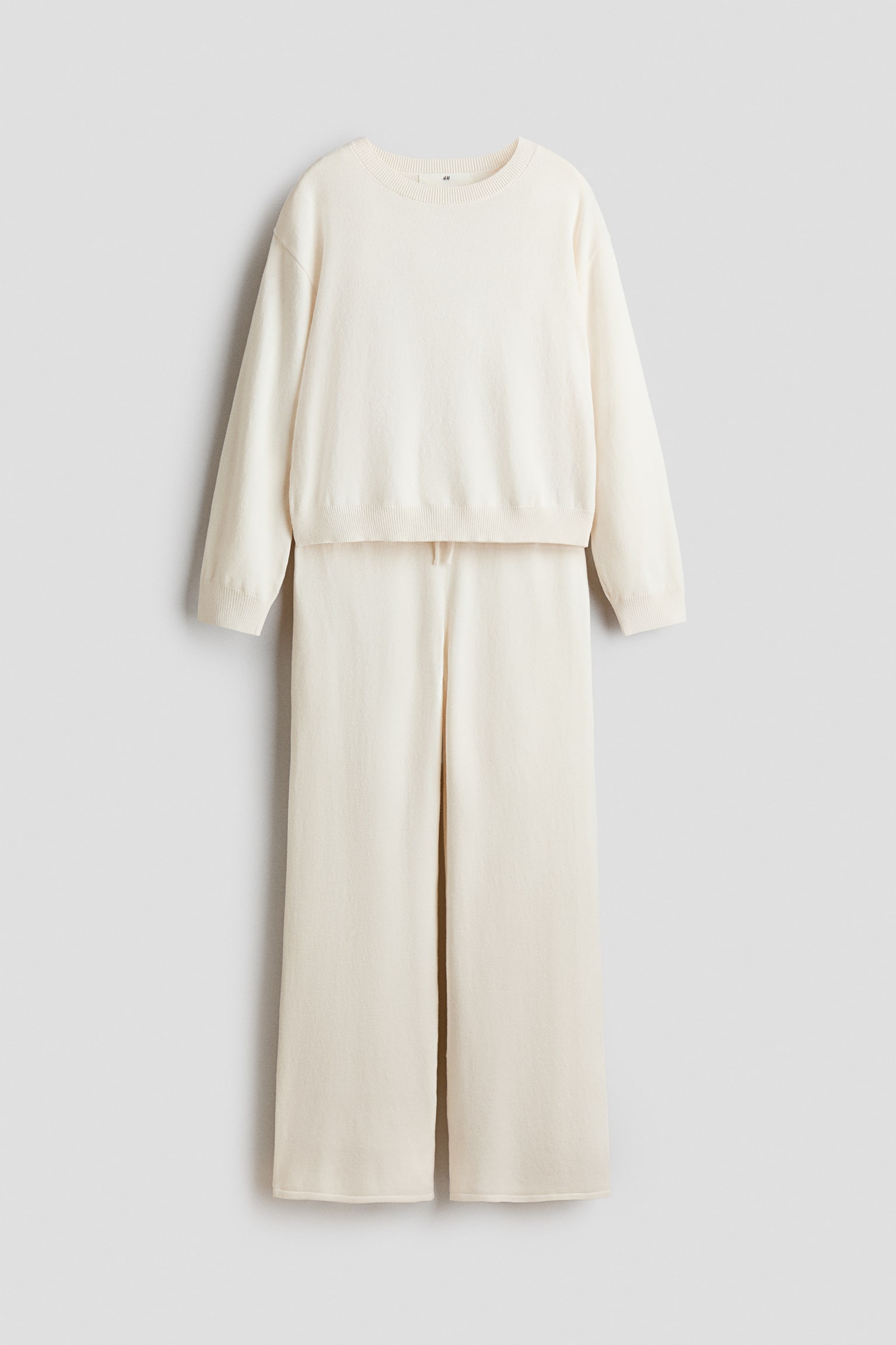 Conjunto de 2 piezas en tejido fino - Crema/Gris claro - 1