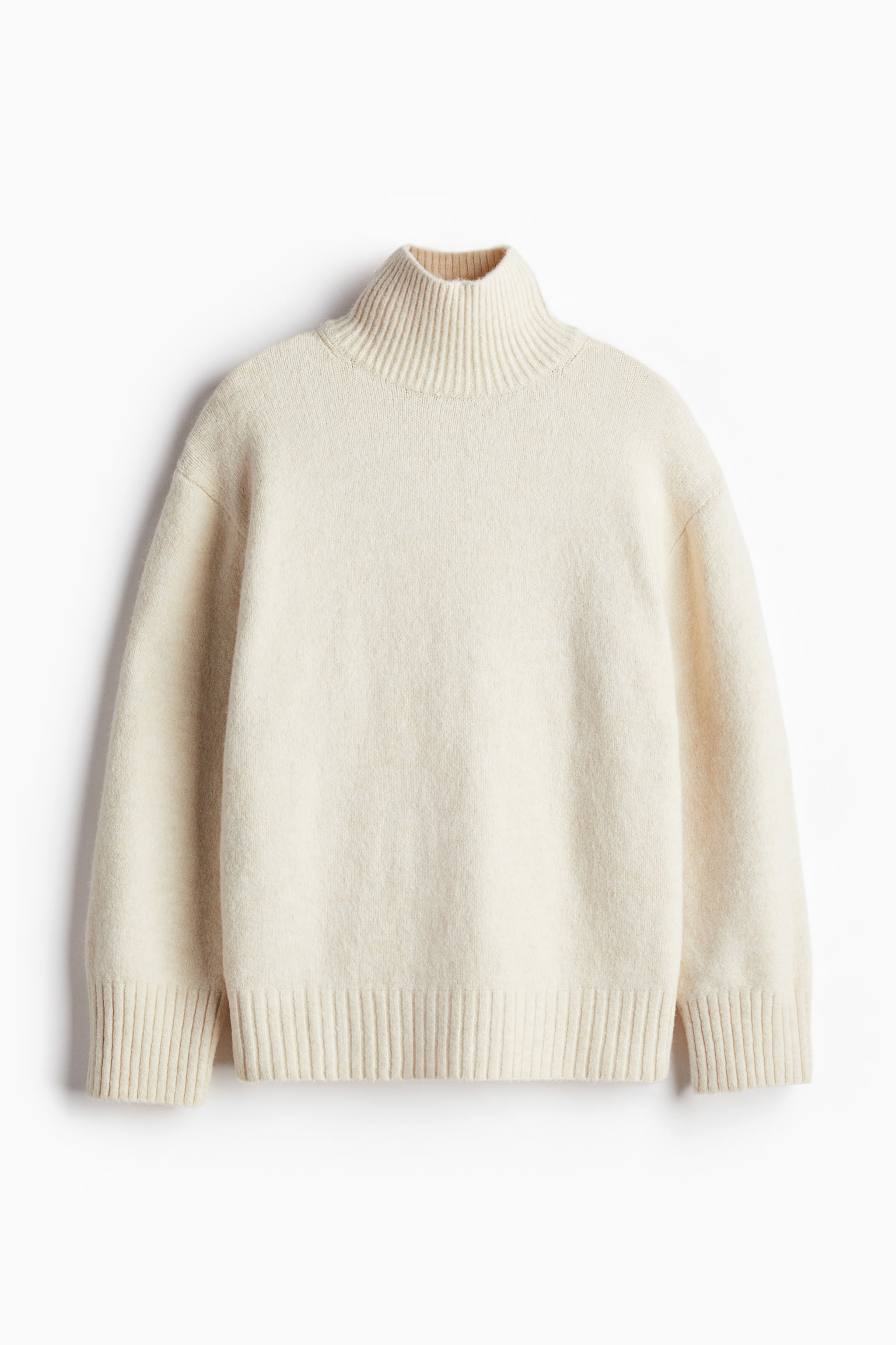 Fine-knit turtleneck jumper - Cream marl/Black/Light turquoise/Light grey marl - 2