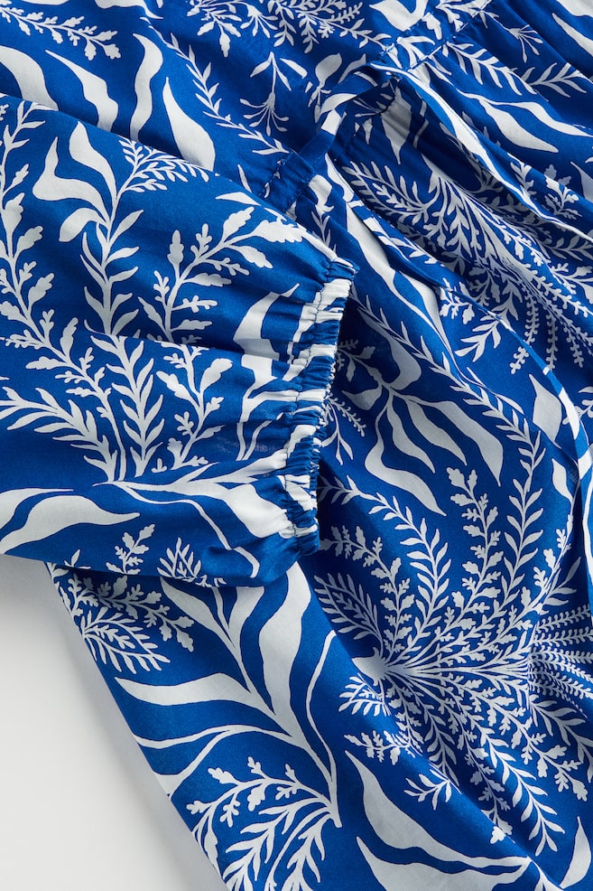 Robe en coton à manches ballon - Bleu vif/motif/Rouge/palmiers/Noir/motif - 4