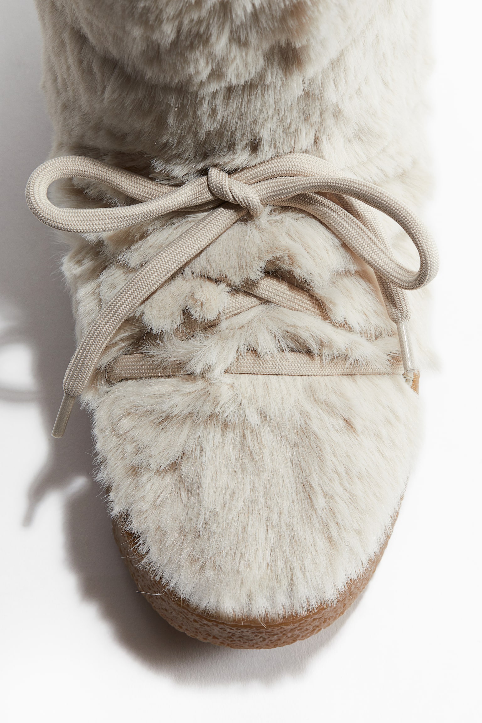 Fluffy warm-lined boots - Light beige/Dark brown - 2