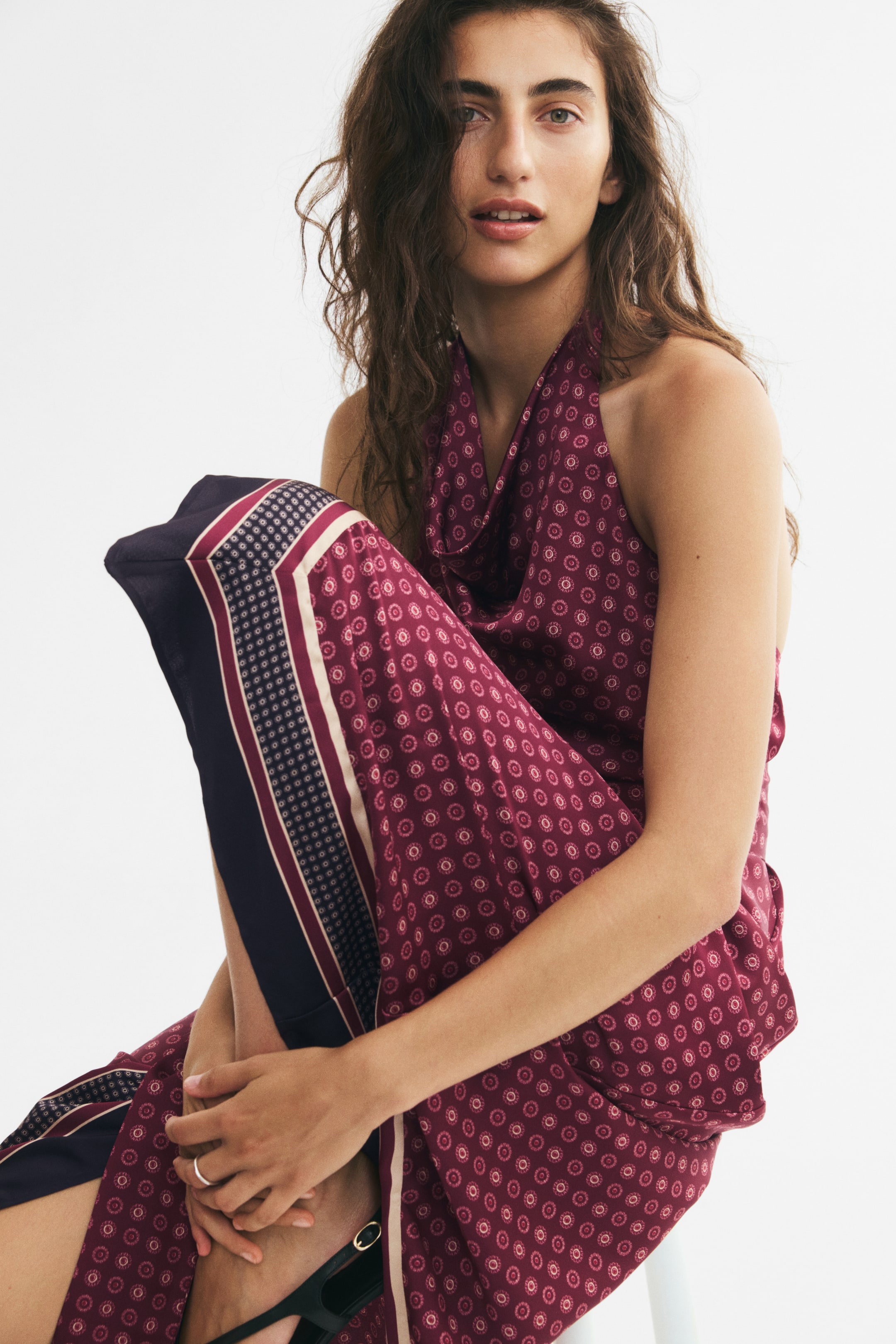Tie-Belt Halterneck Dress