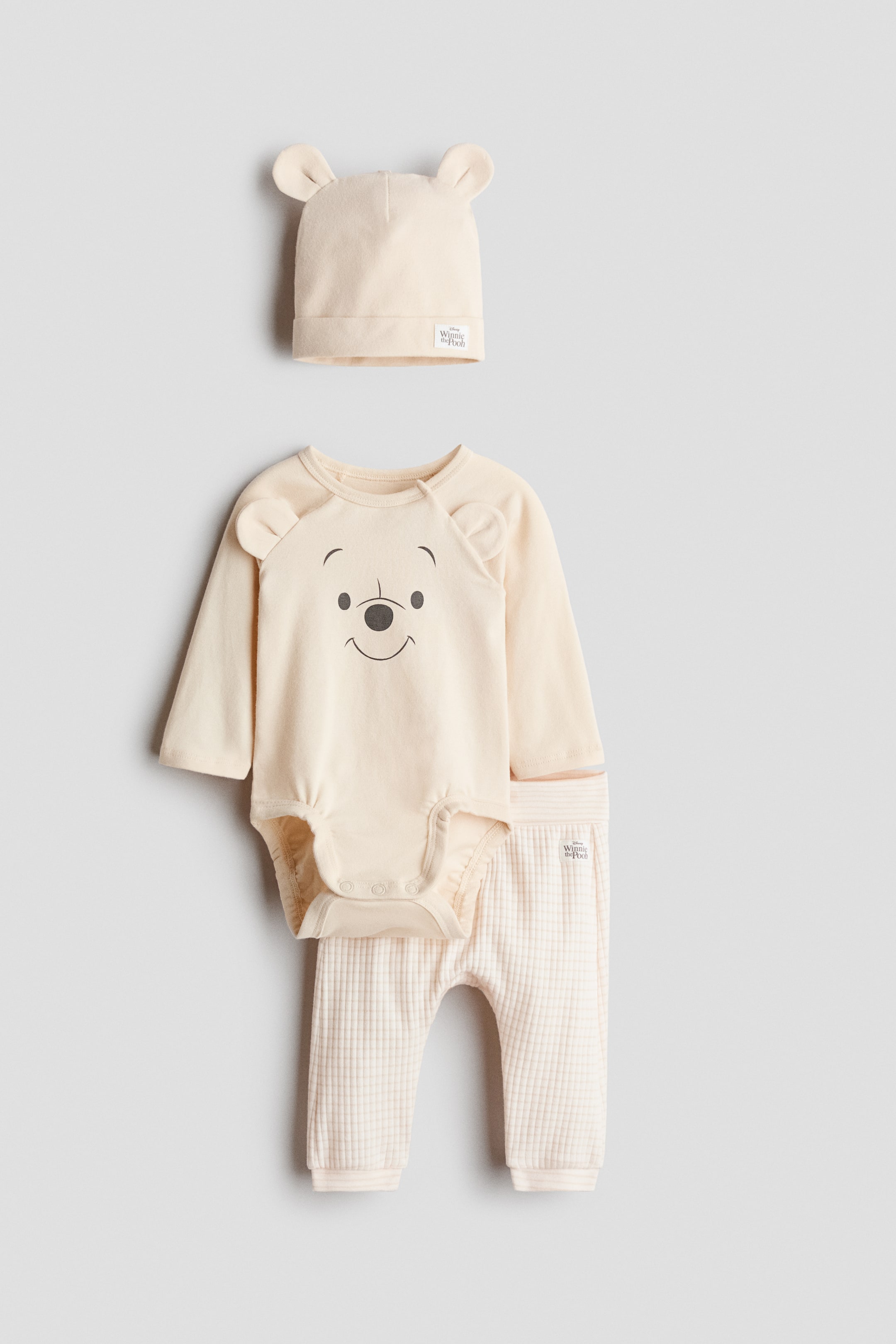 View larger image: 3-piece printed jersey set - Light beige/Winnie the Pooh - Kids | H&M GB 1