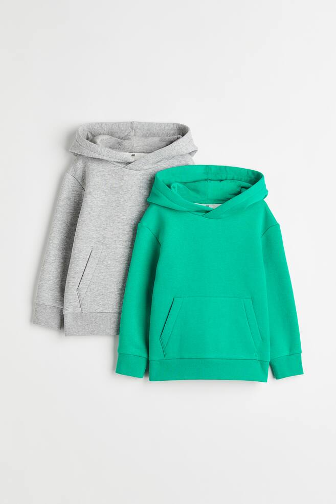 2-pack hoodies - Light grey/Green