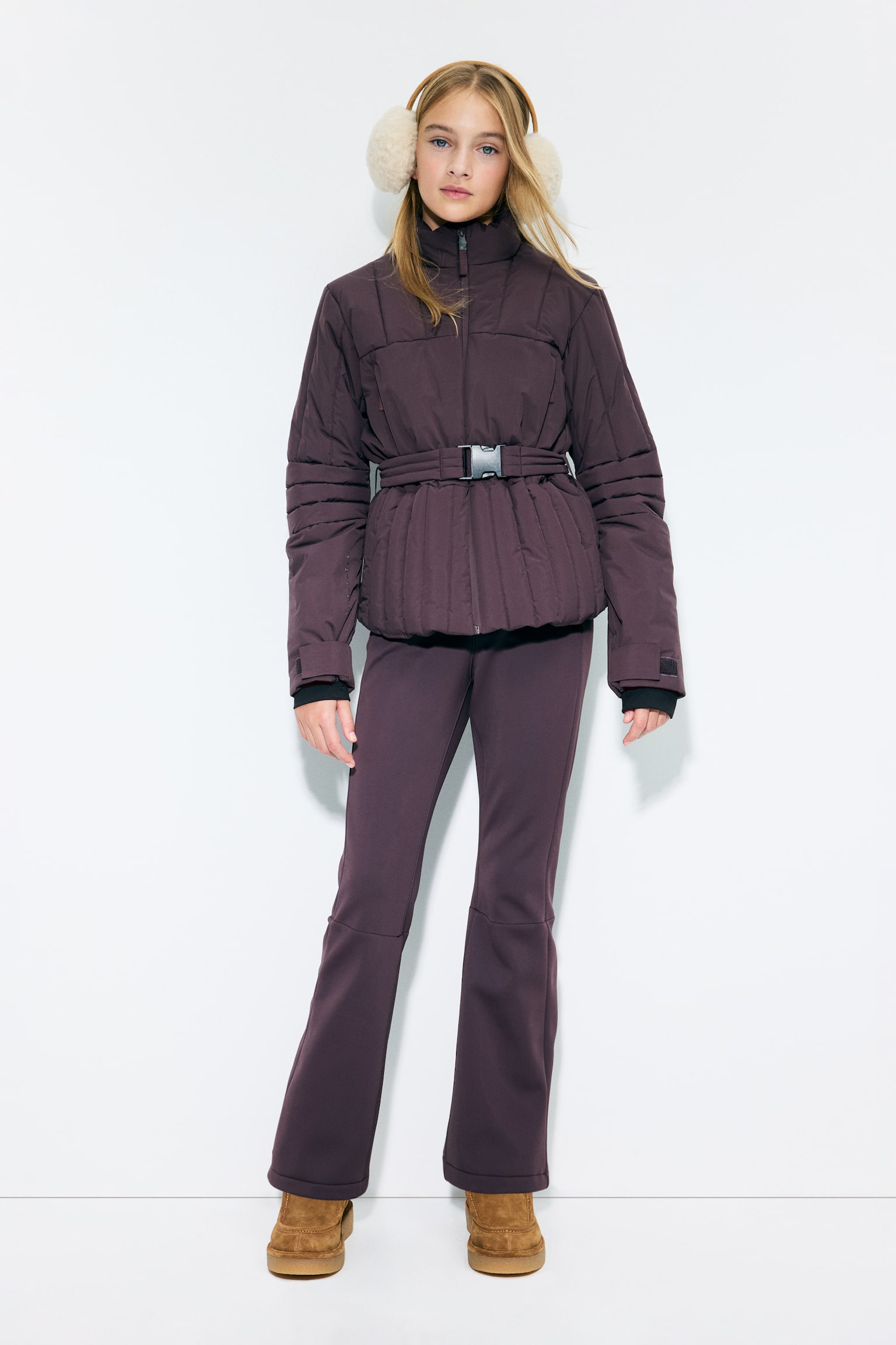 Padded ski jacket with ThermoMove™ - Aubergine purple/Cream - 6