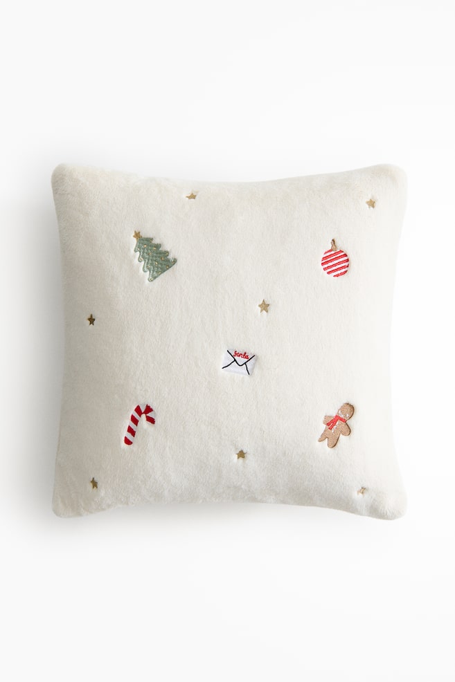 Embroidered Cushion Cover - Cream/Christmas - 1
