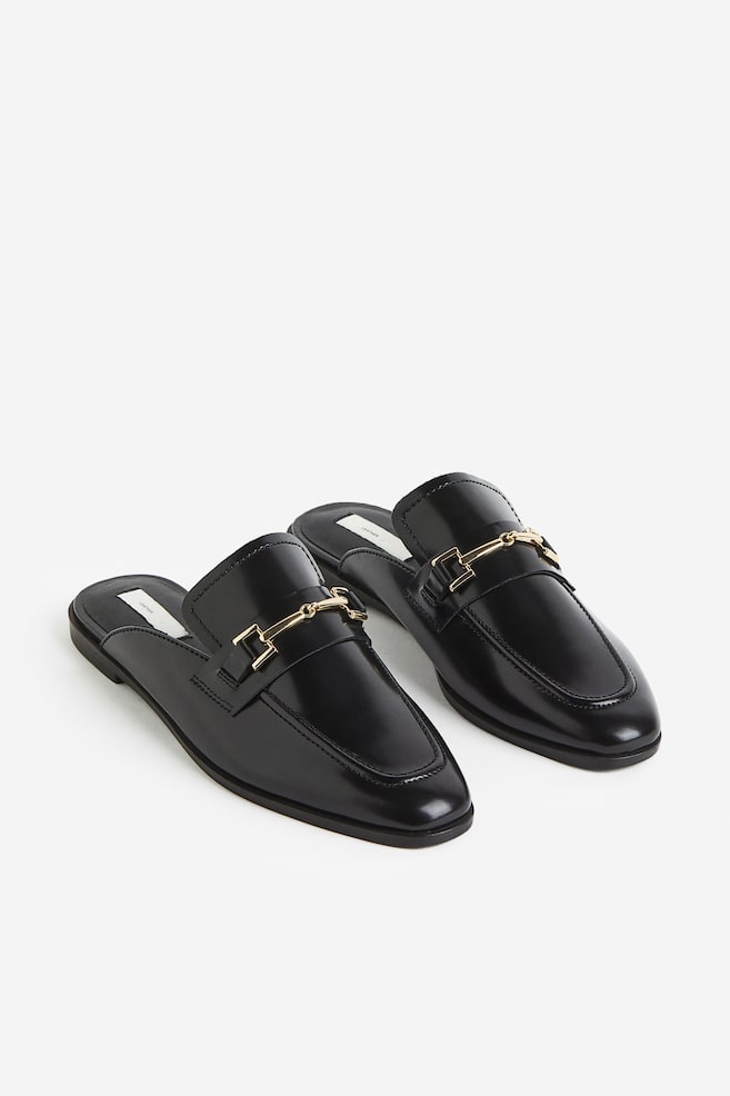 Leather mule loafers - Black - 4