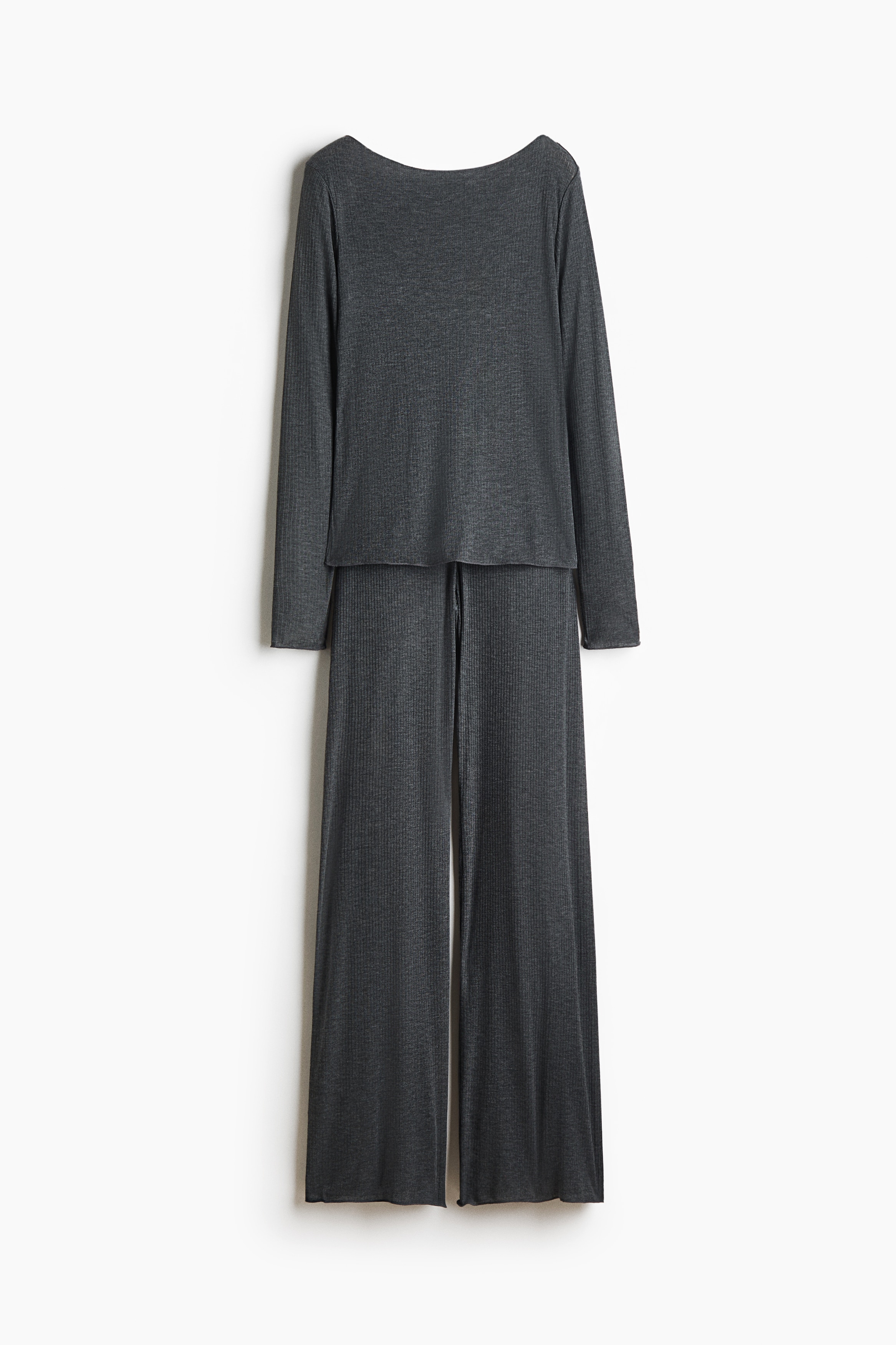 Ribbed pyjamas - Dark grey marl/Light pink/Dark brown/Leopard print/Light beige marl/Black