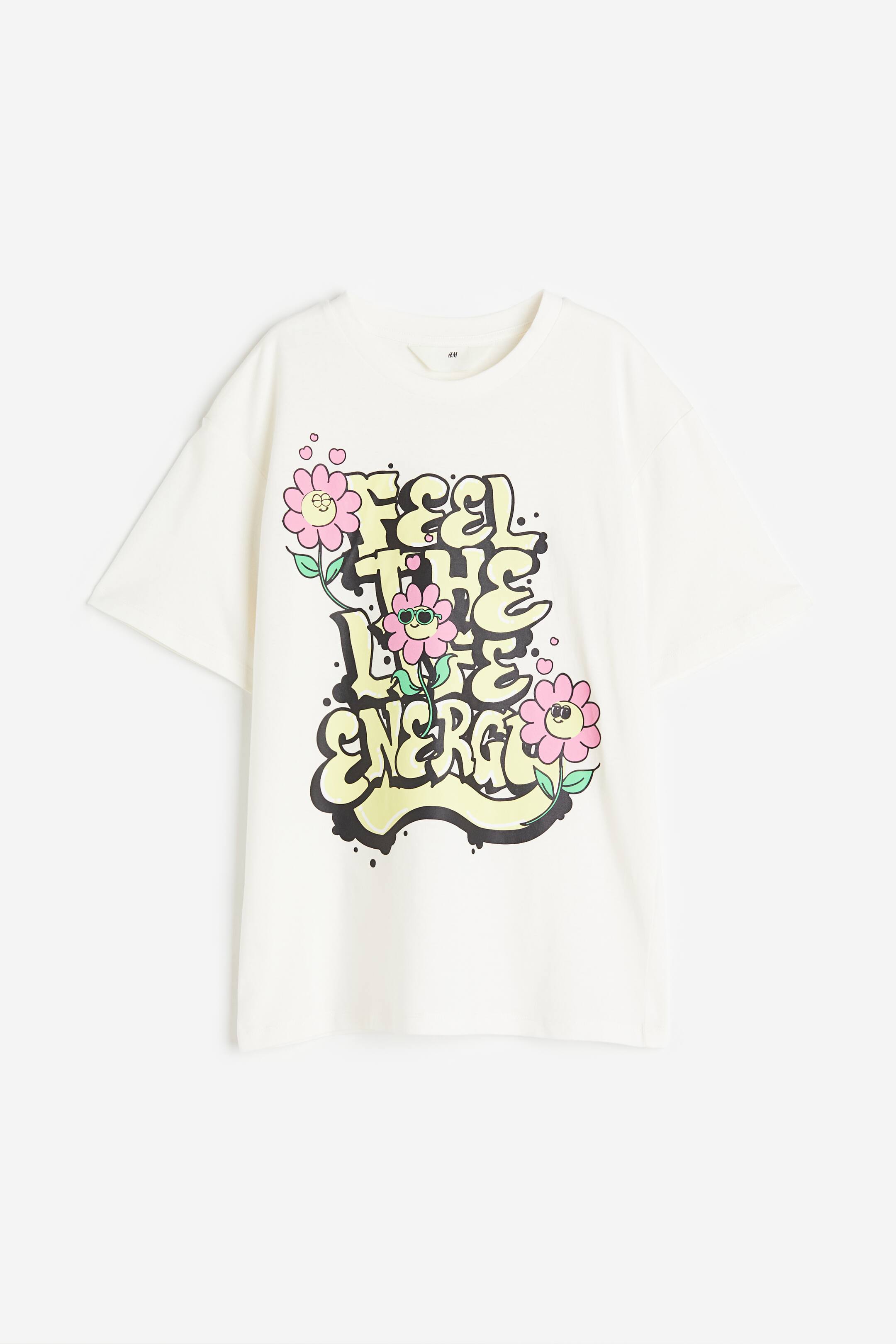 View larger image: Oversized cotton T-shirt - White/Graffiti | H&M 1