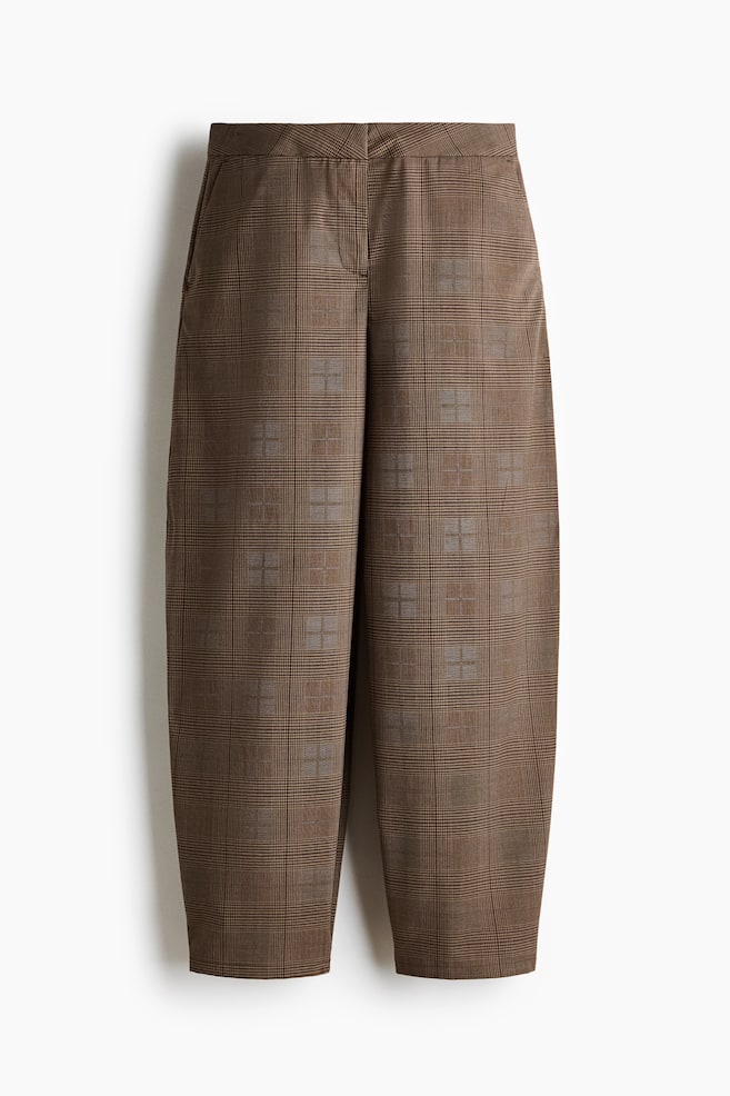 Dressy Barrel-Leg Pants - Brown/checked/Dark taupe - 1