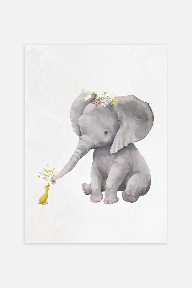 Elephant & Duck Poster - Grå/gul - 1