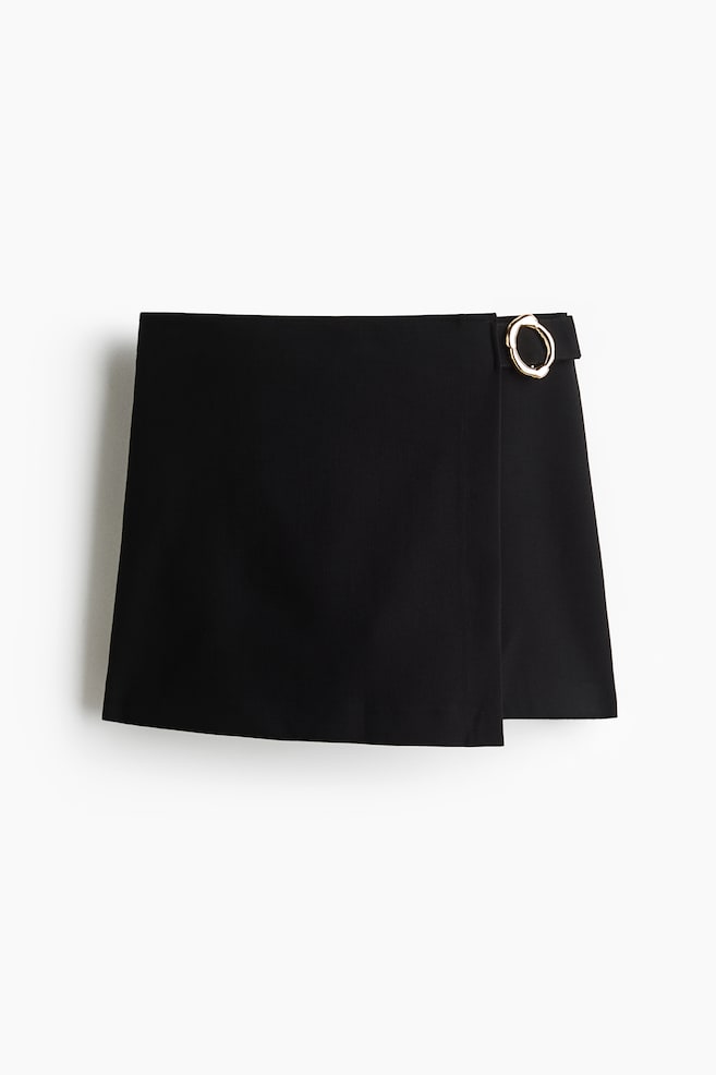 Metal-Detail Wrap Skort - Black - 1