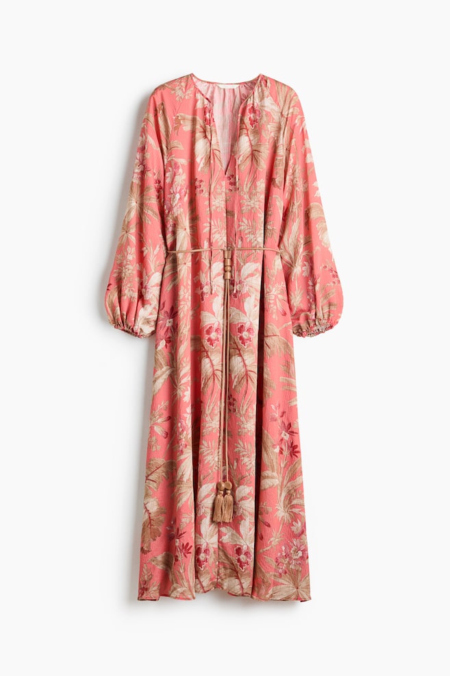 Tunikakleid mit Gürtel - Rosa/Geblümt/Schwarz/Geblümt - 1