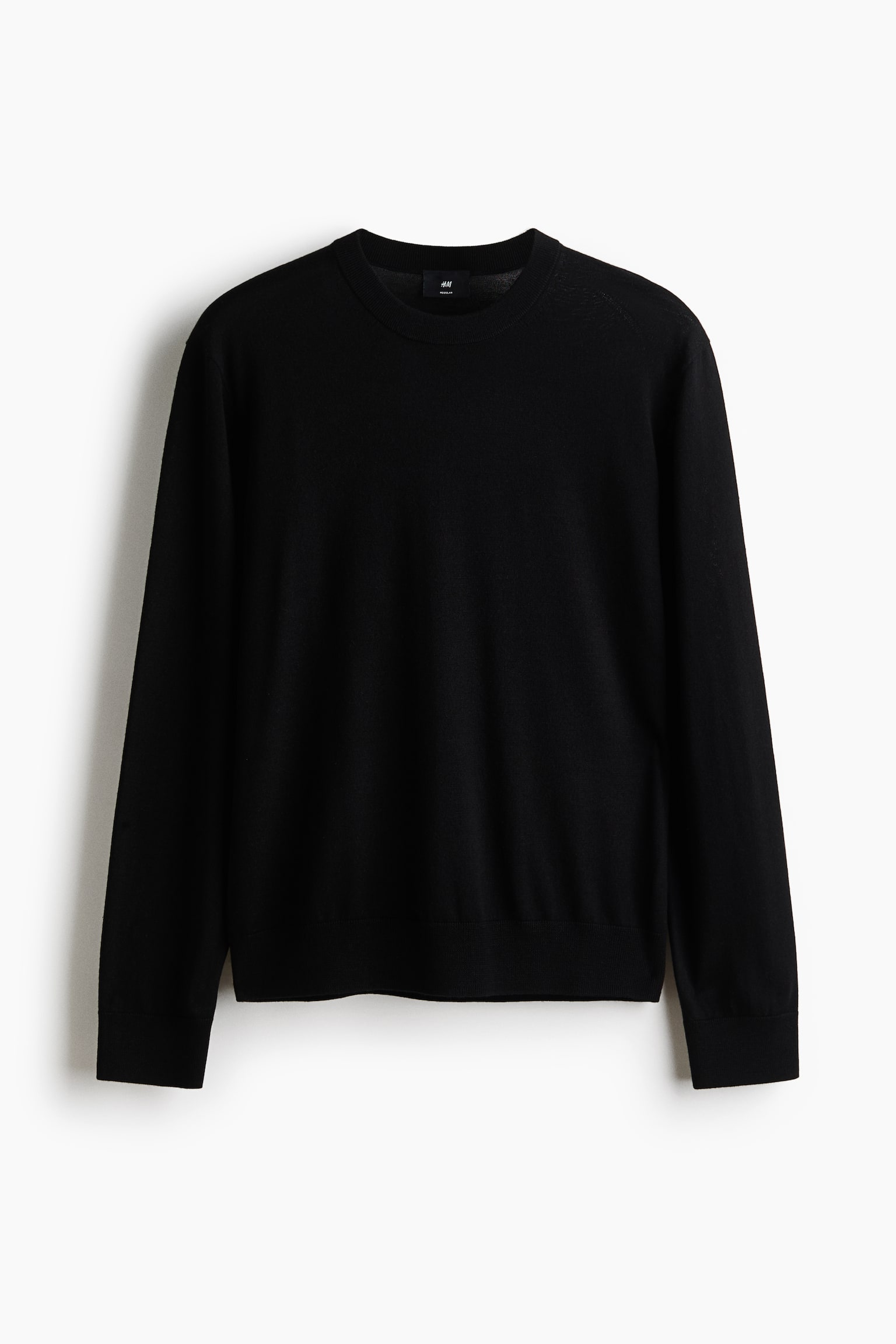 Мужской свитер H&M Regular-Fit Merino Wool, цвет: Чёрный — фото 1
