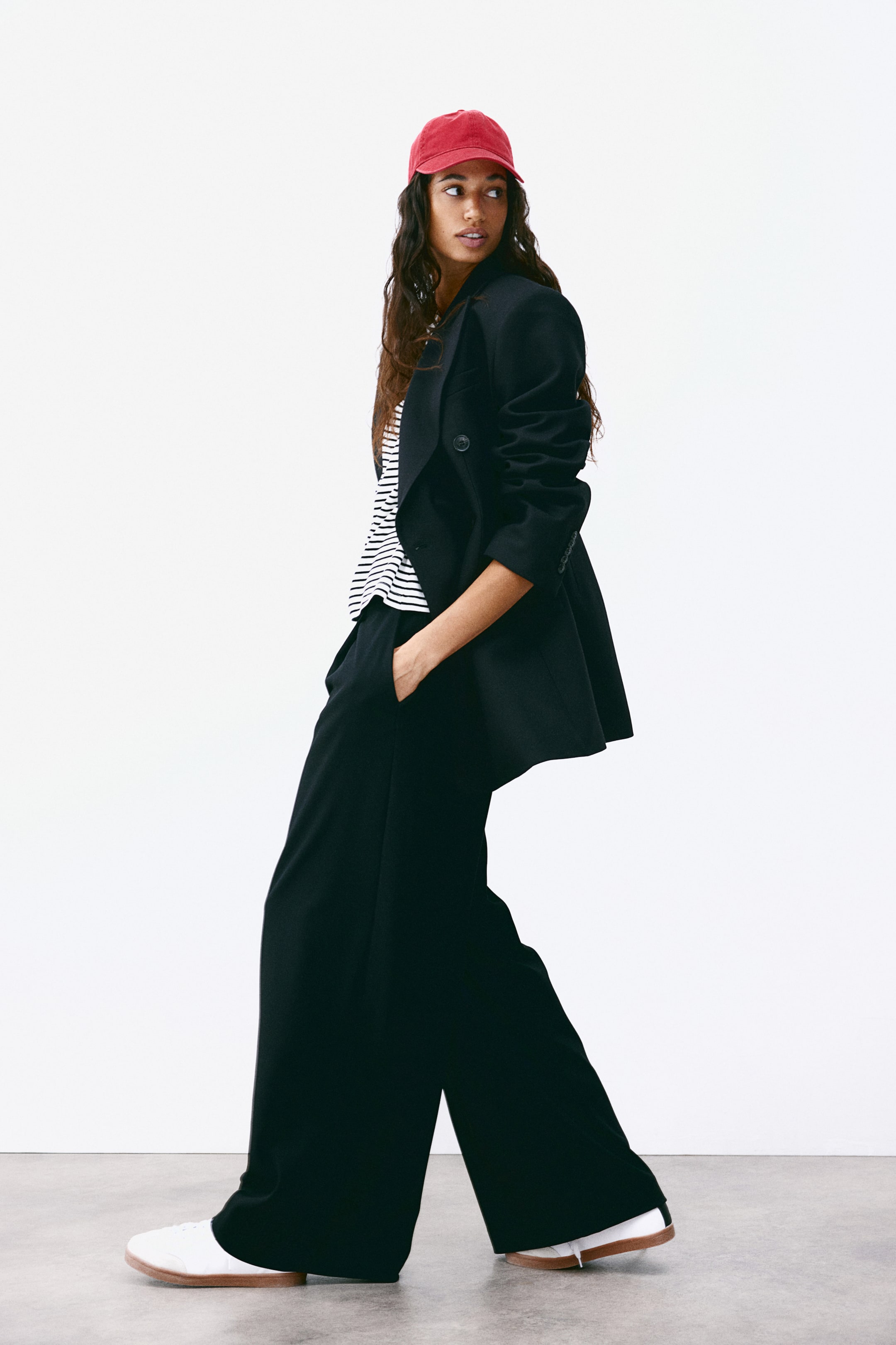 Wide-Leg Twill Pants