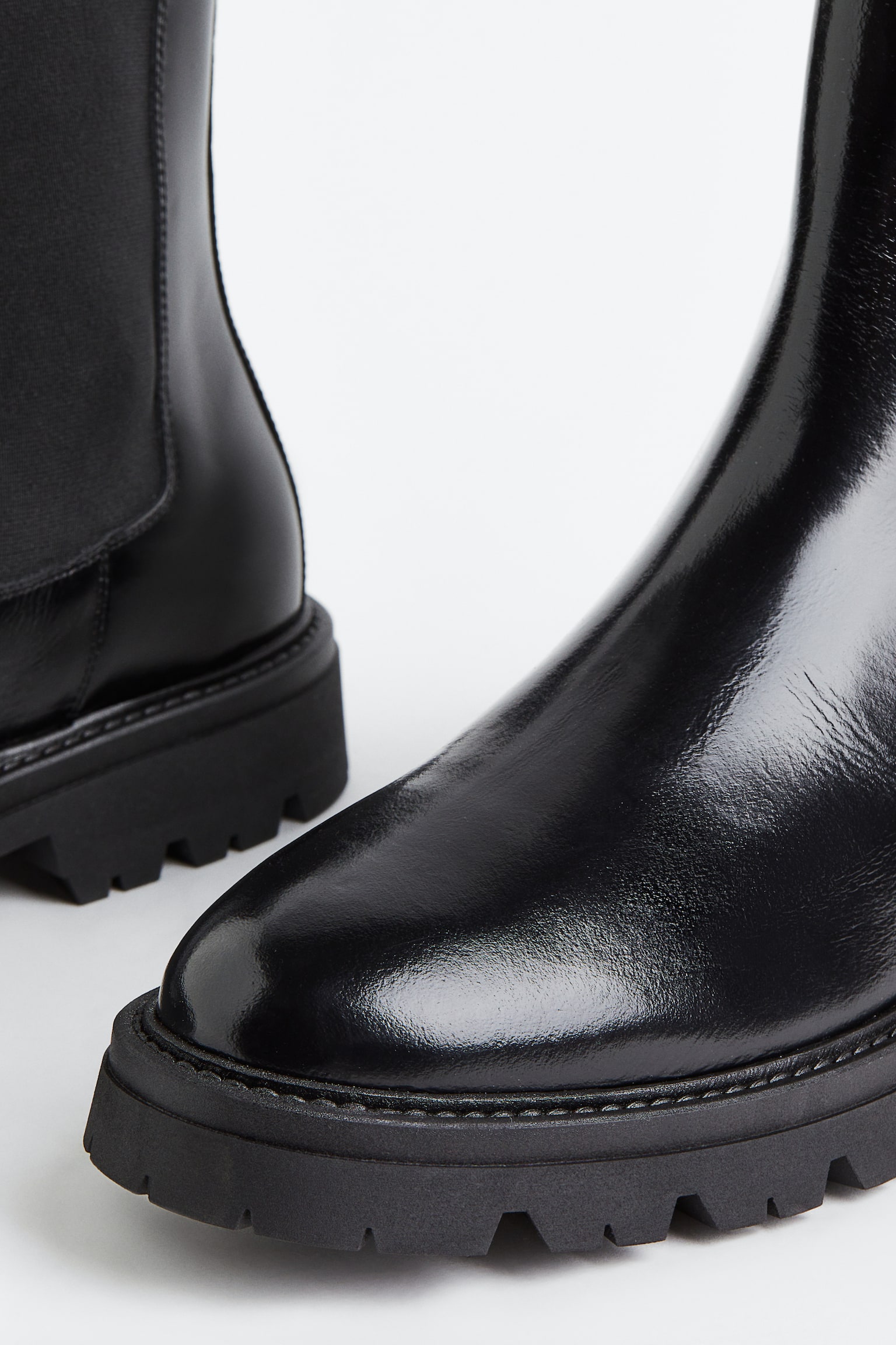 Botas Chelsea em pele - Preto - 4