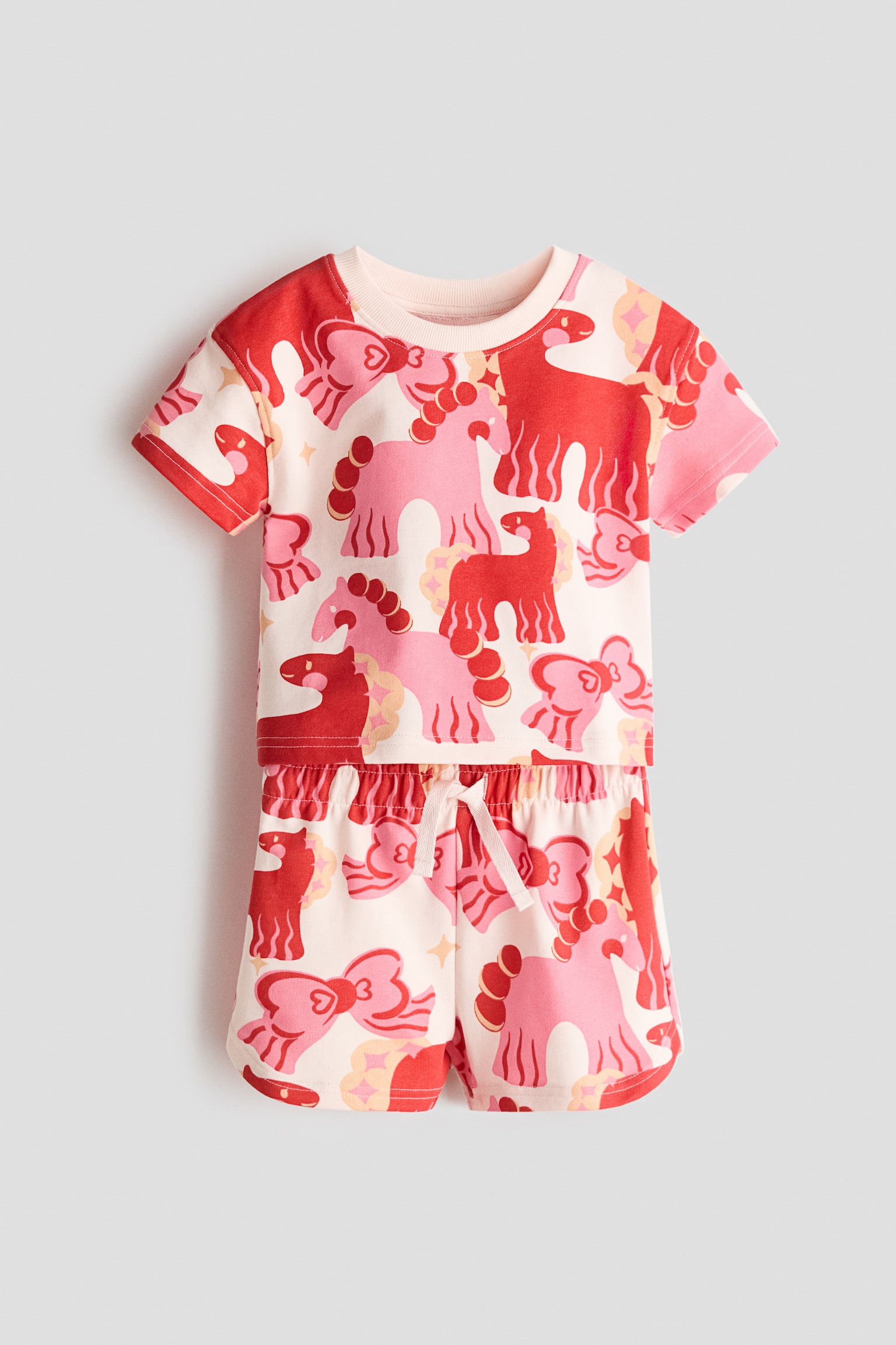2-piece printed cotton set - White/Horses - 2