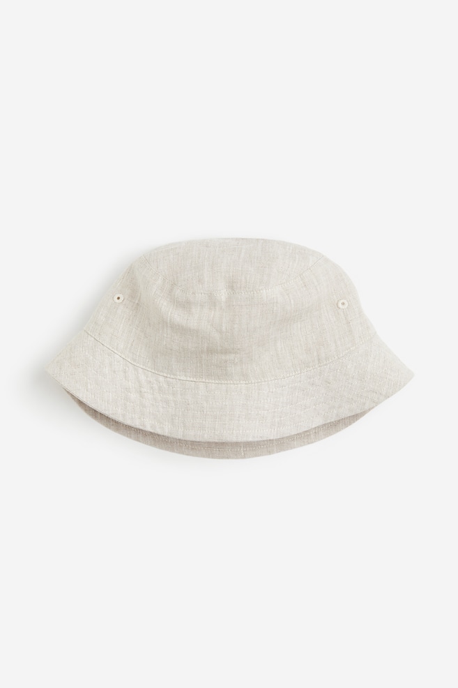 Lniany kapelusz wędkarski - Jasnobeżowy - 1